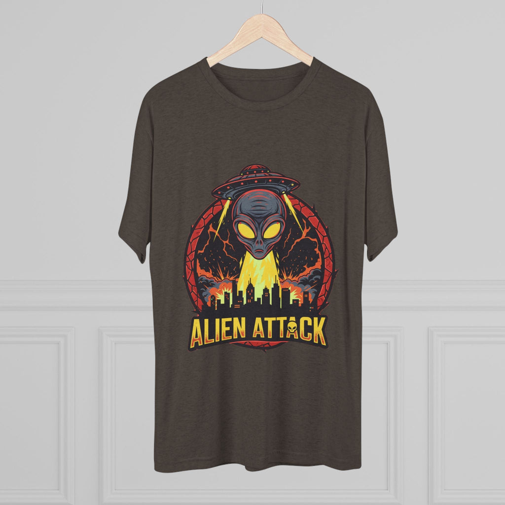 Alien Attack Tri-Blend Crew Tee - Unisex Graphic T-Shirt for Sci-Fi Fans Printify