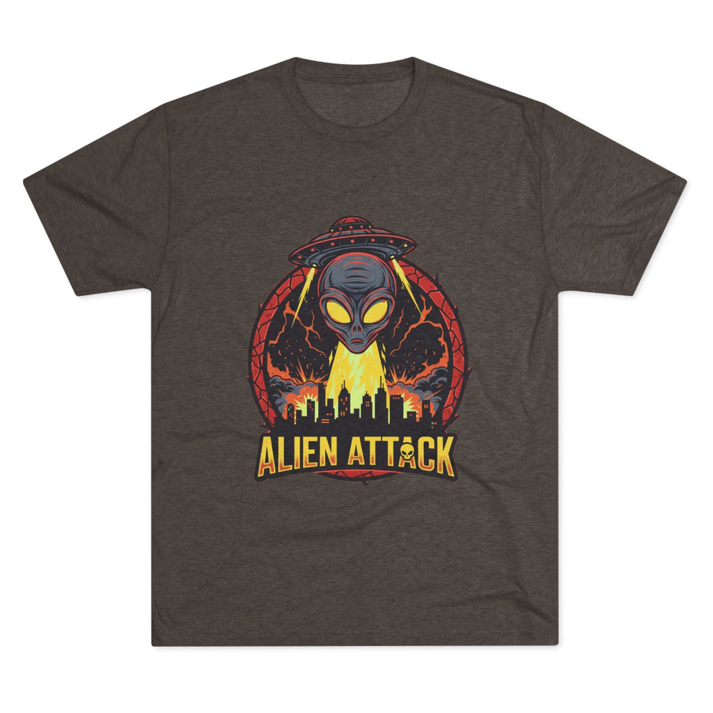 Alien Attack Tri-Blend Crew Tee - Unisex Graphic T-Shirt for Sci-Fi Fans Printify