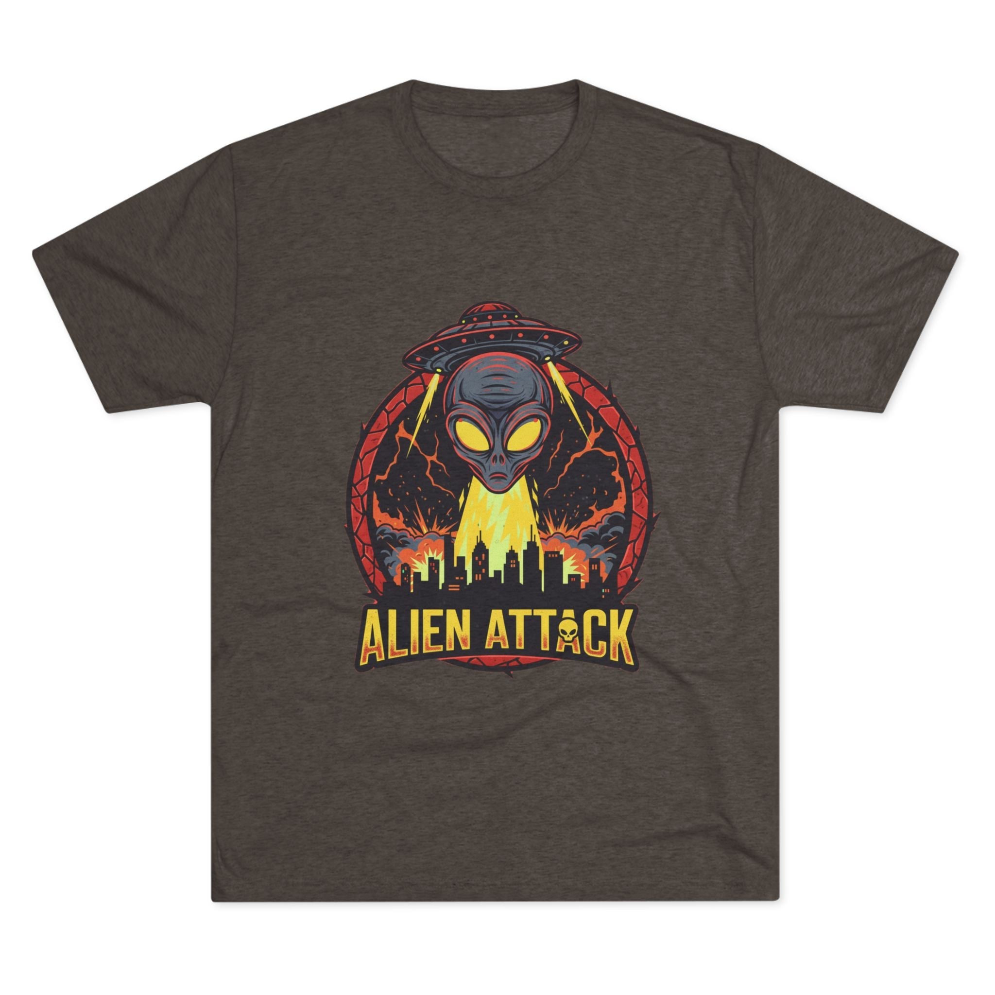 Alien Attack Tri-Blend Crew Tee - Unisex Graphic T-Shirt for Sci-Fi Fans Printify