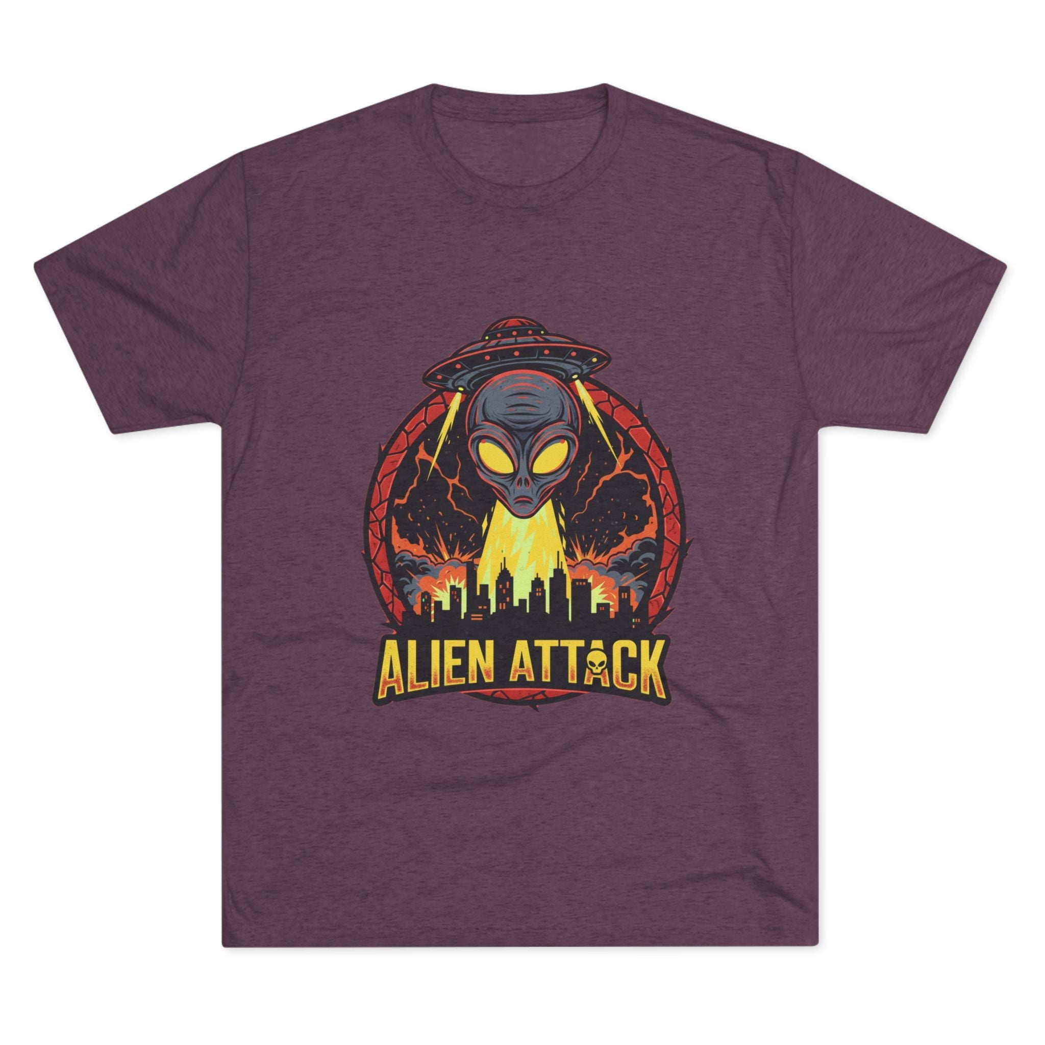 Alien Attack Tri-Blend Crew Tee - Unisex Graphic T-Shirt for Sci-Fi Fans Printify