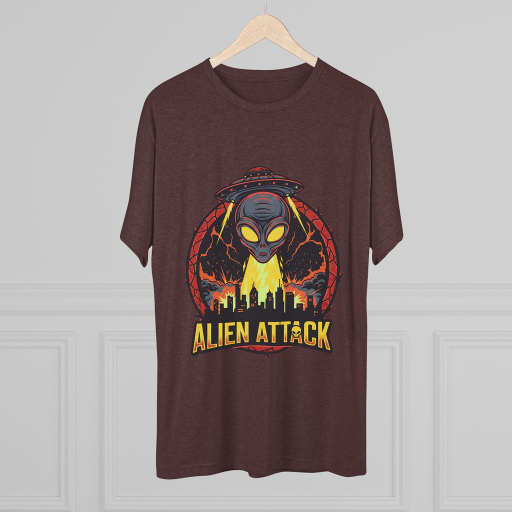 Alien Attack Tri-Blend Crew Tee - Unisex Graphic T-Shirt for Sci-Fi Fans Printify