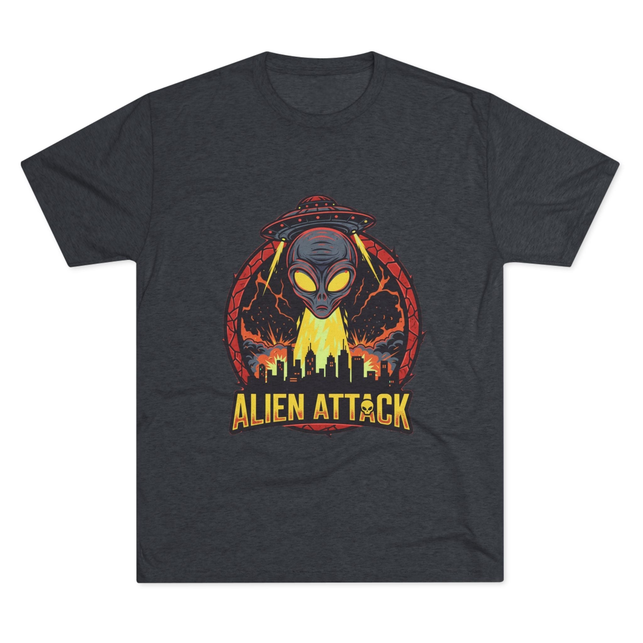 Alien Attack Tri-Blend Crew Tee - Unisex Graphic T-Shirt for Sci-Fi Fans Printify