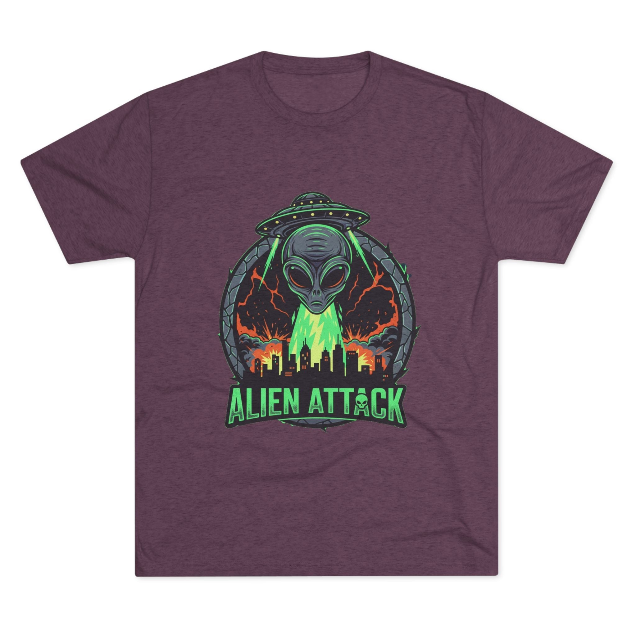 Alien Attack Unisex Tri-Blend Tee - Fun Graphic Tee for Sci-Fi Lovers Printify
