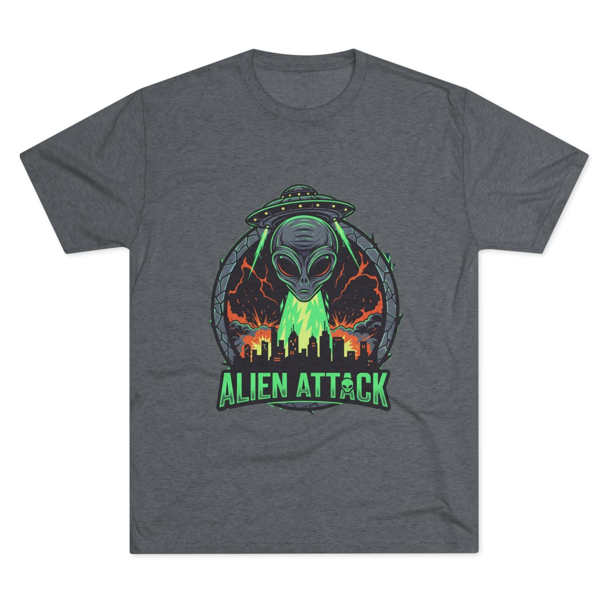 Alien Attack Unisex Tri-Blend Tee - Fun Graphic Tee for Sci-Fi Lovers Printify