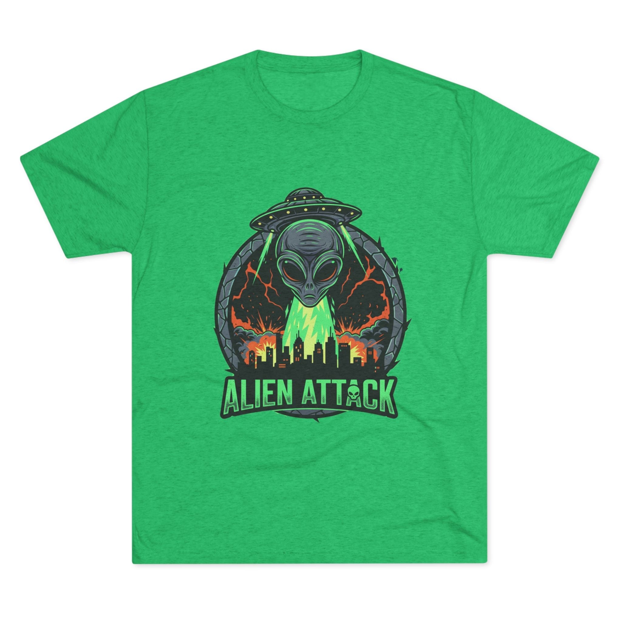 Alien Attack Unisex Tri-Blend Tee - Fun Graphic Tee for Sci-Fi Lovers Printify