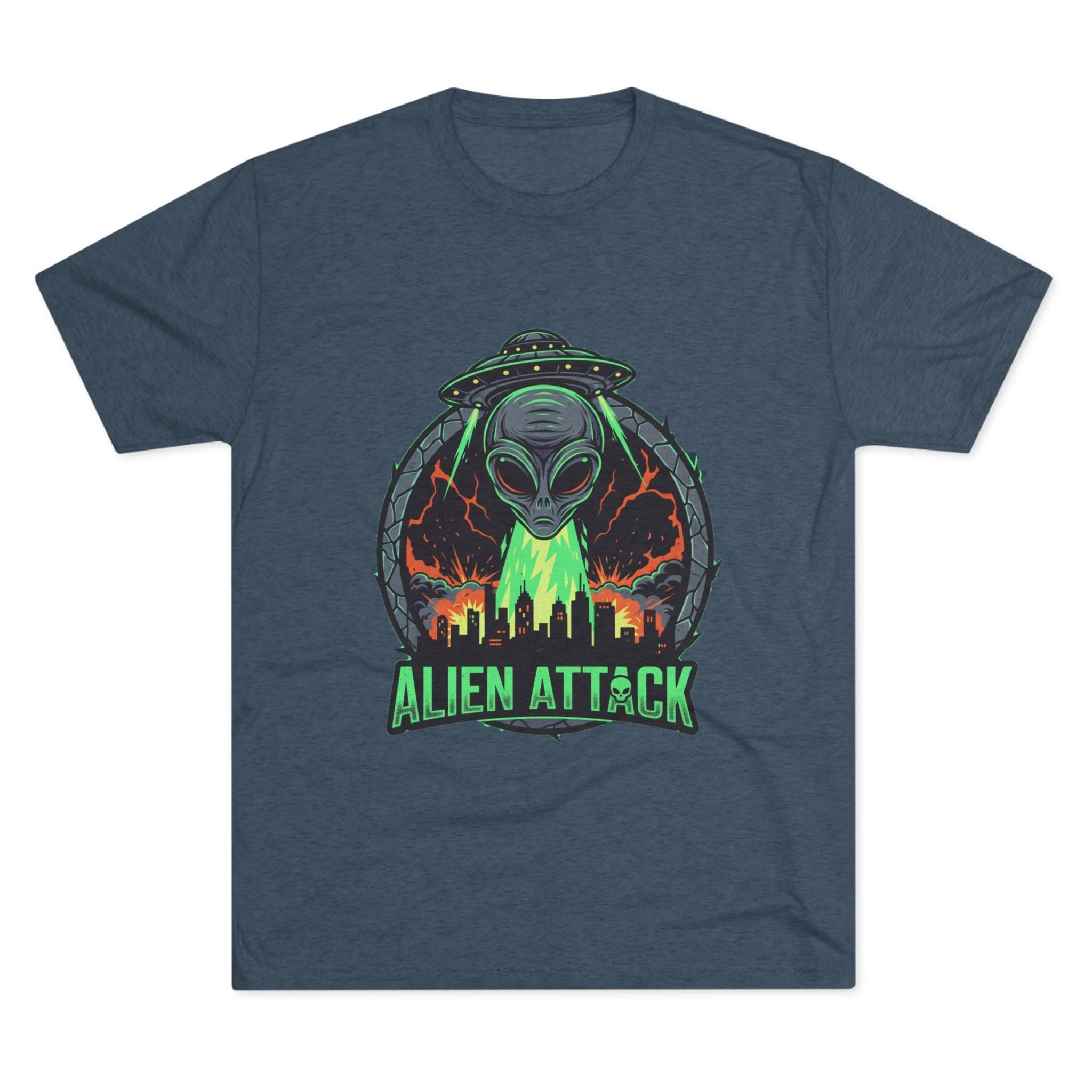 Alien Attack Unisex Tri-Blend Tee - Fun Graphic Tee for Sci-Fi Lovers Printify