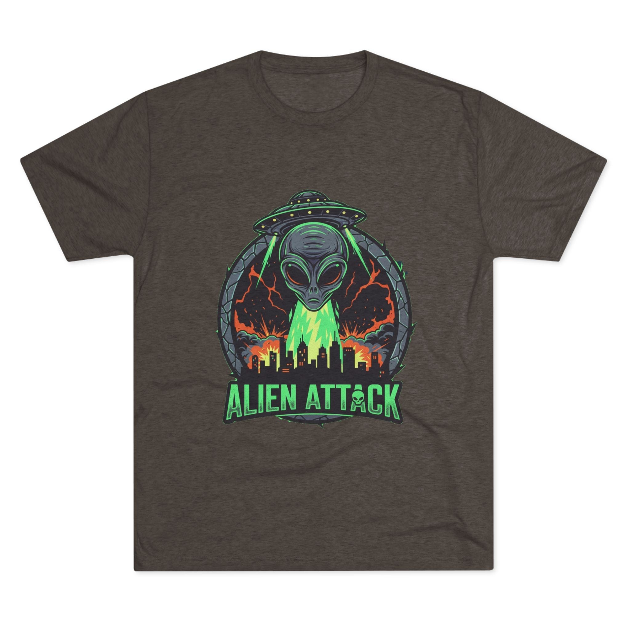 Alien Attack Unisex Tri-Blend Tee - Fun Graphic Tee for Sci-Fi Lovers Printify