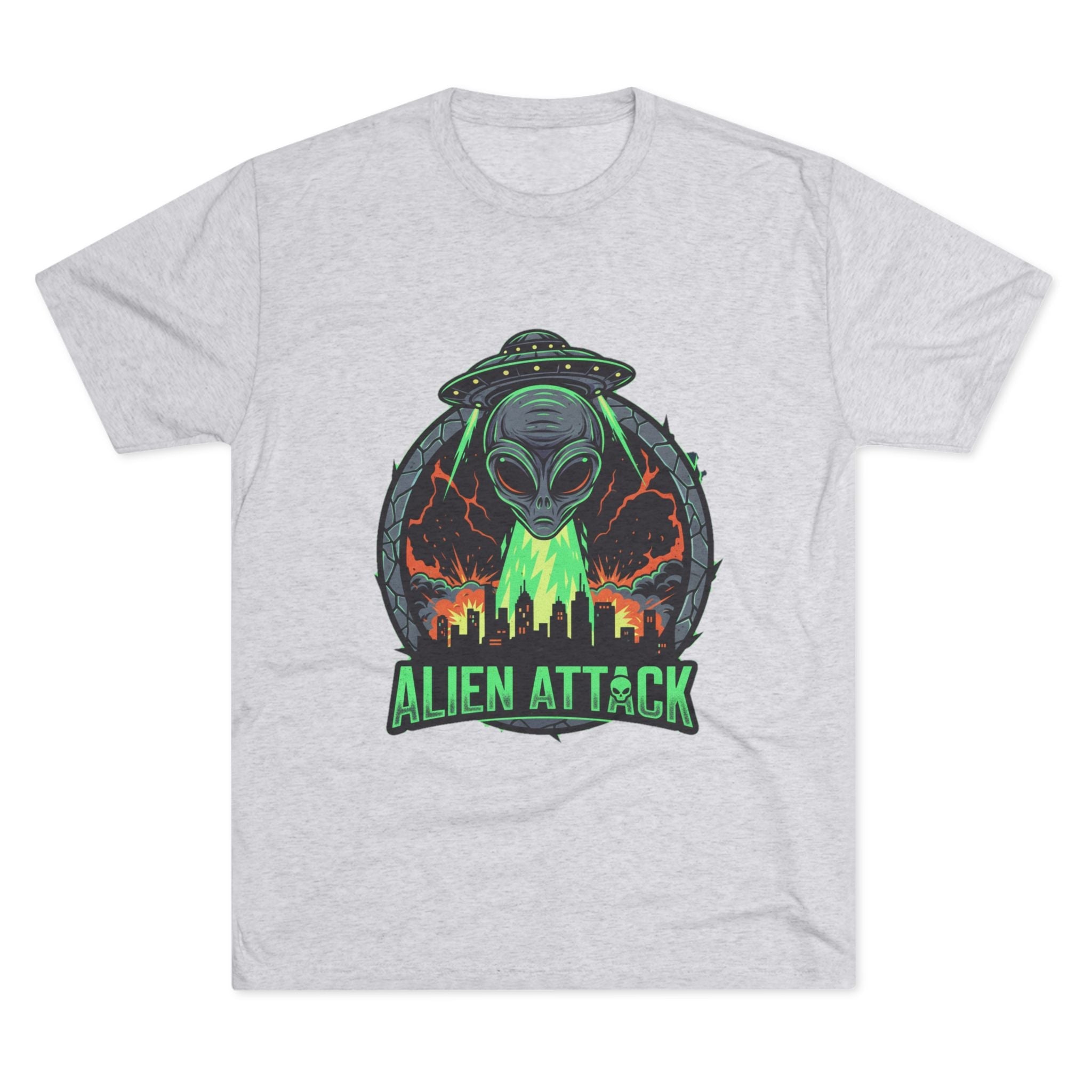 Alien Attack Unisex Tri-Blend Tee - Fun Graphic Tee for Sci-Fi Lovers Printify