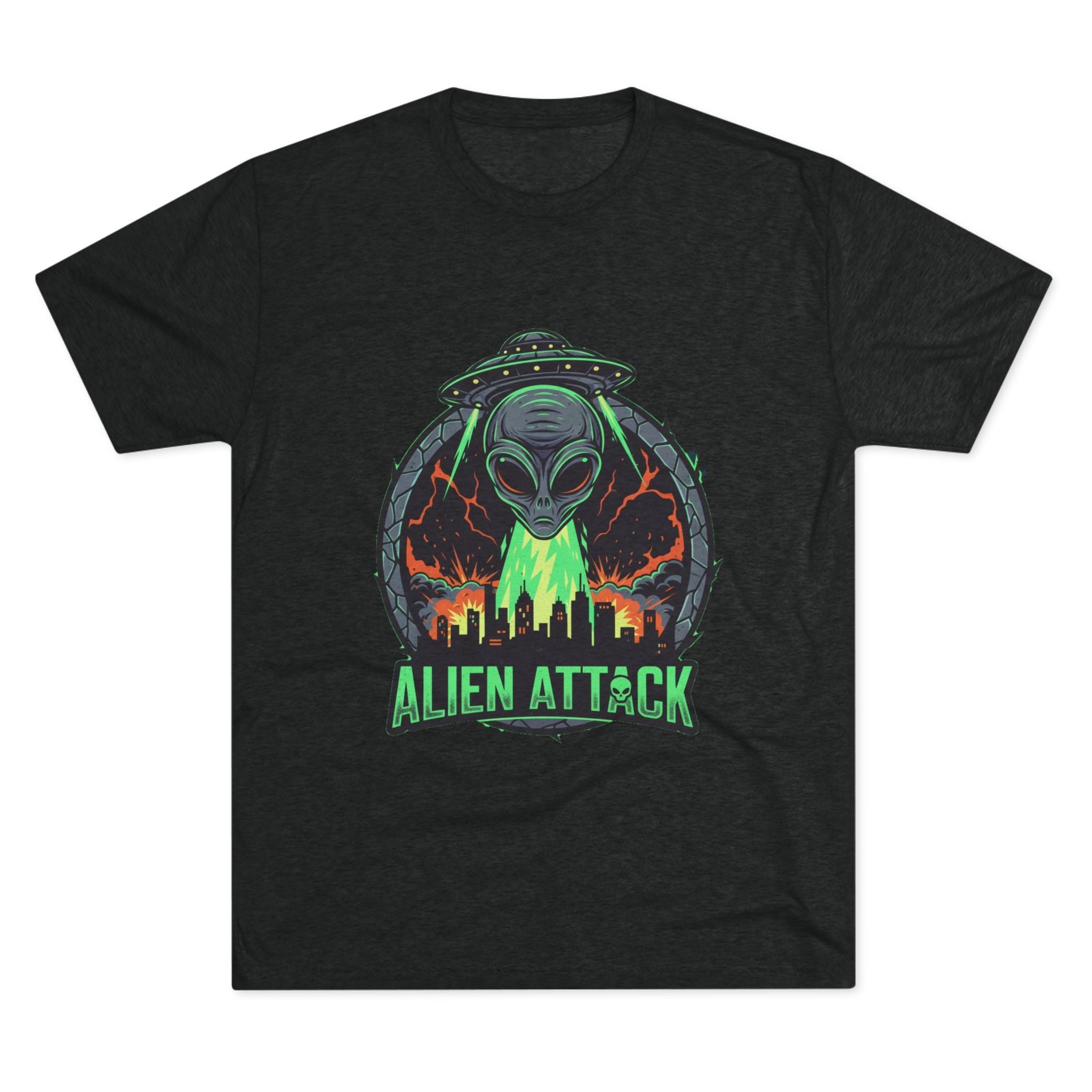 Alien Attack Unisex Tri-Blend Tee - Fun Graphic Tee for Sci-Fi Lovers Printify