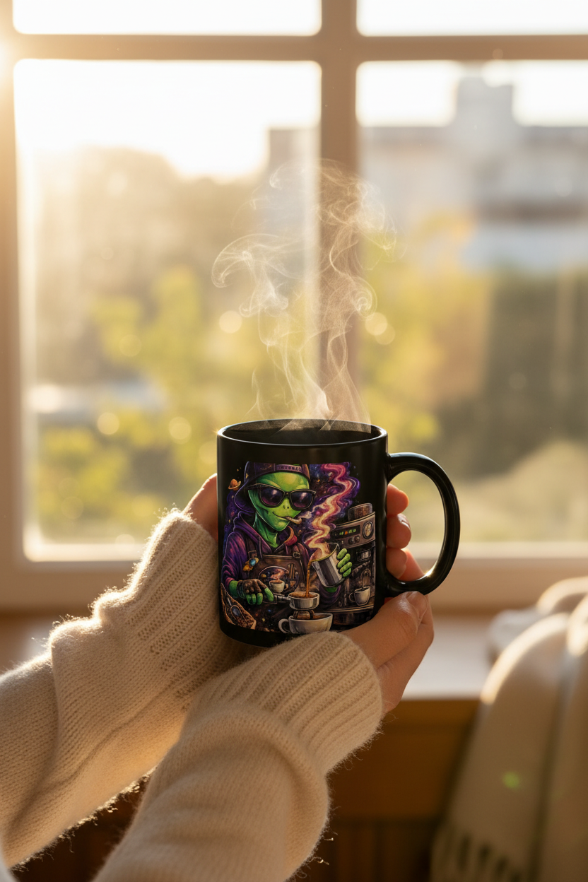 Alien Barista Mug — Morning Window