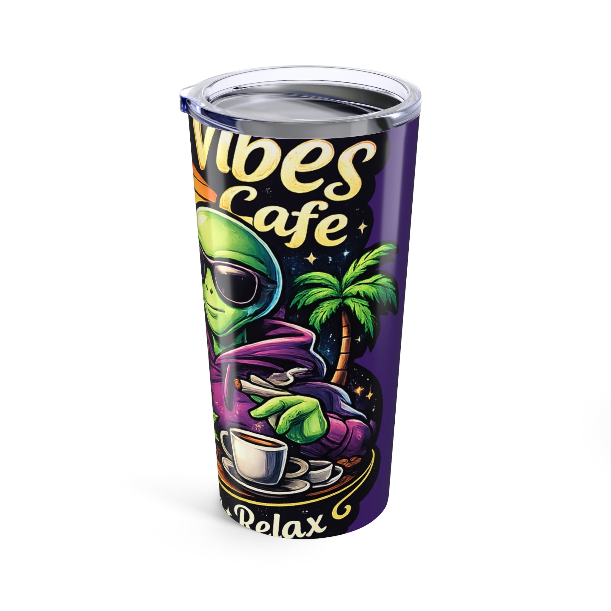 Alien Coffee & Chill 20oz Tumbler — 'Wake n' Vibe' Graphic Travel Cup