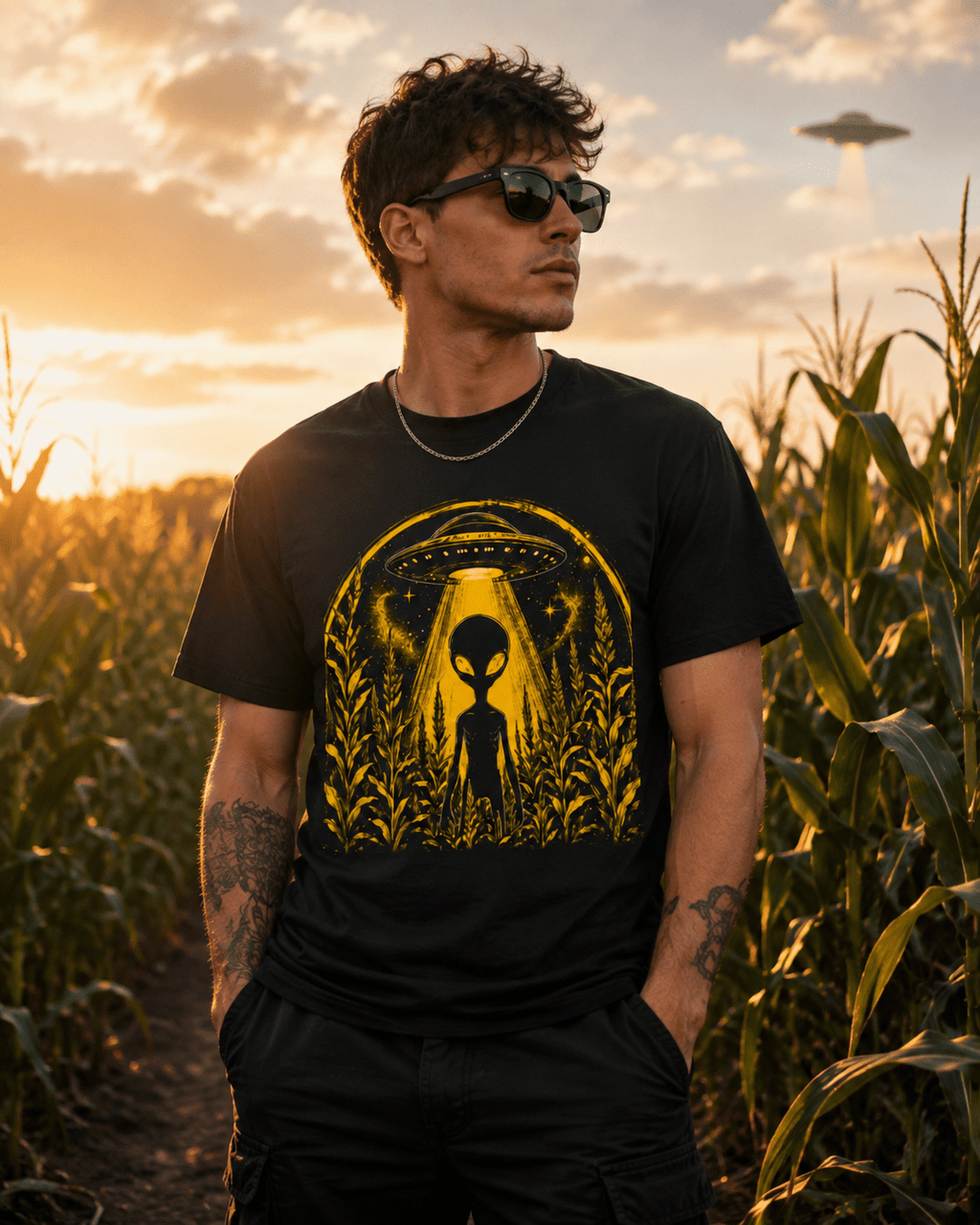 Alien Cornfield Abduction Tee