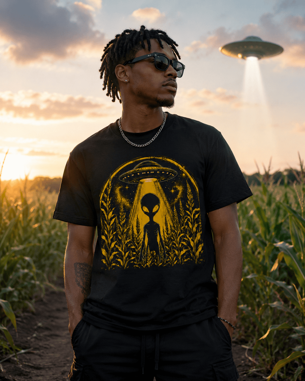 Alien Cornfield Abduction Tee