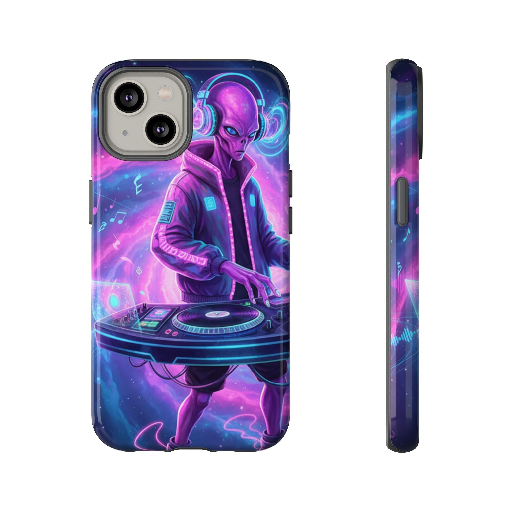 Alien DJ Phone Case — Neon Space Electronic Music Protective Cover Printify