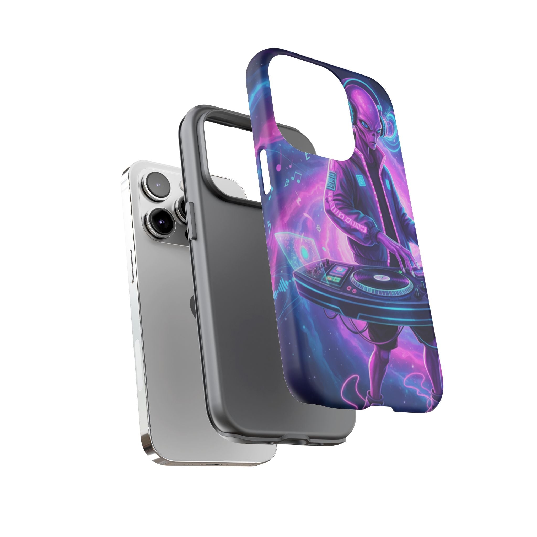 Alien DJ Phone Case — Neon Space Electronic Music Protective Cover Printify