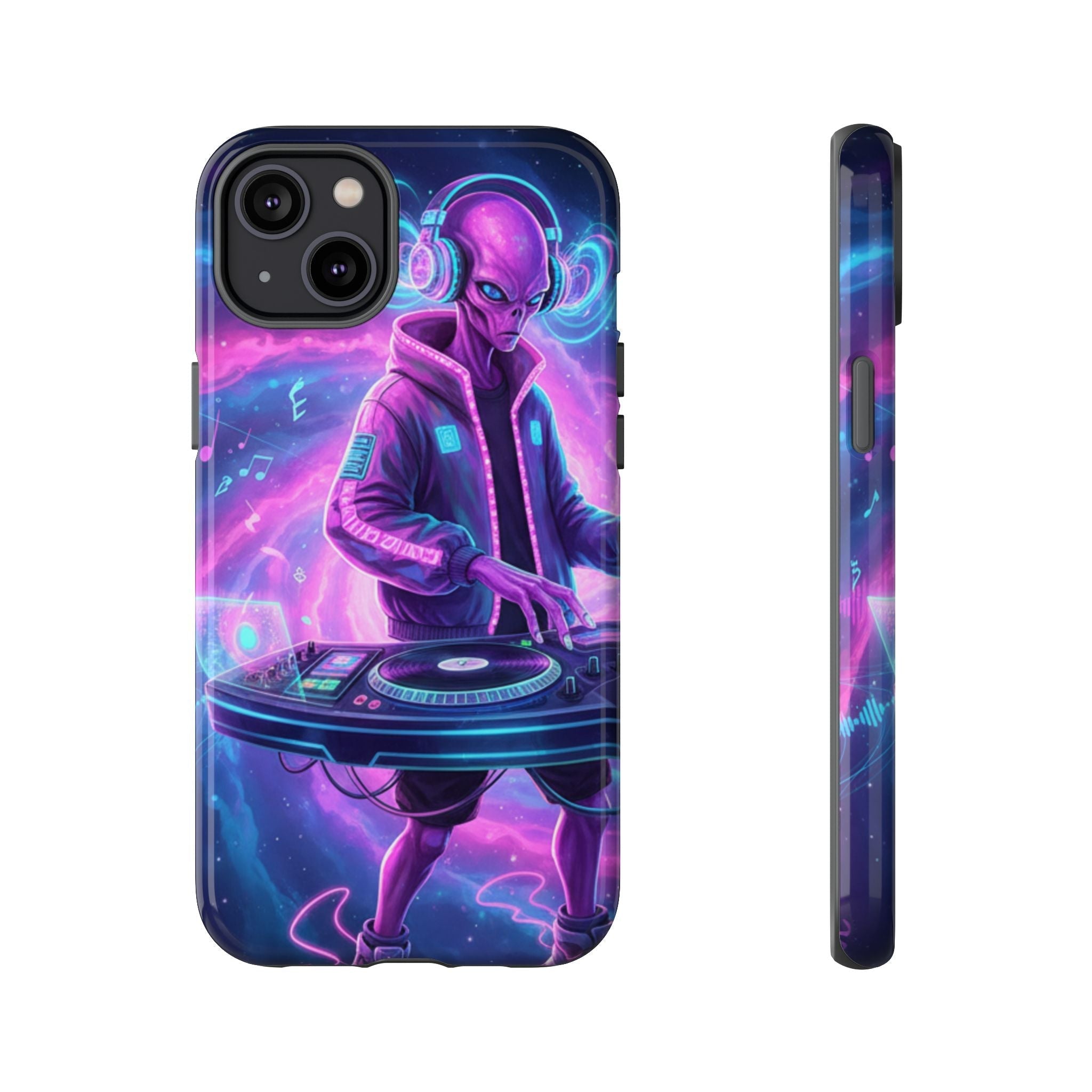 Alien DJ Phone Case — Neon Space Electronic Music Protective Cover Printify