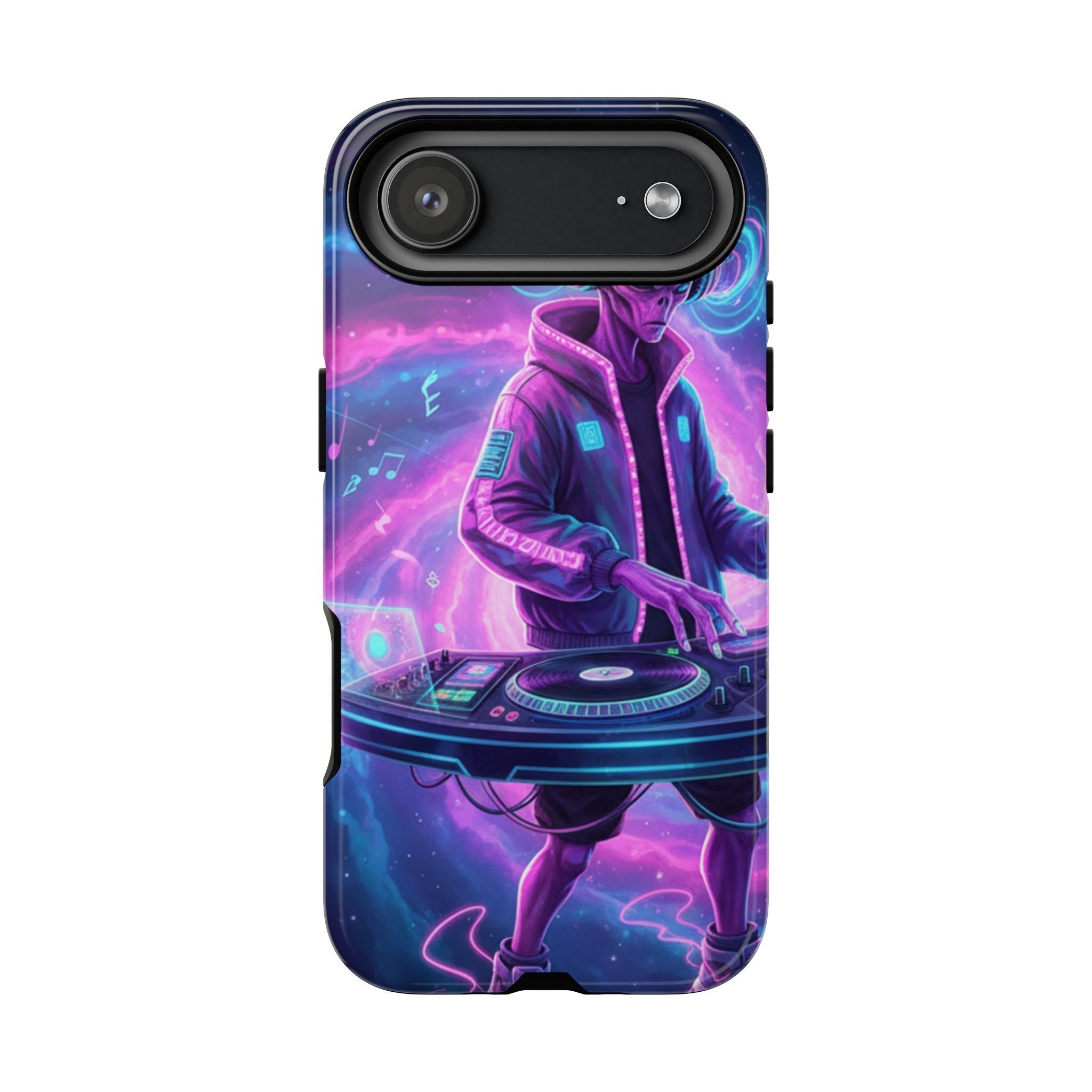 Alien DJ Phone Case — Neon Space Electronic Music Protective Cover Printify