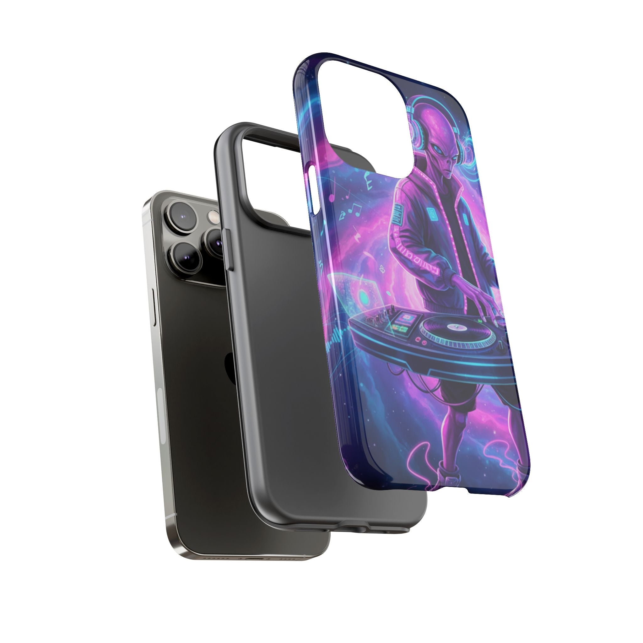 Alien DJ Phone Case — Neon Space Electronic Music Protective Cover Printify