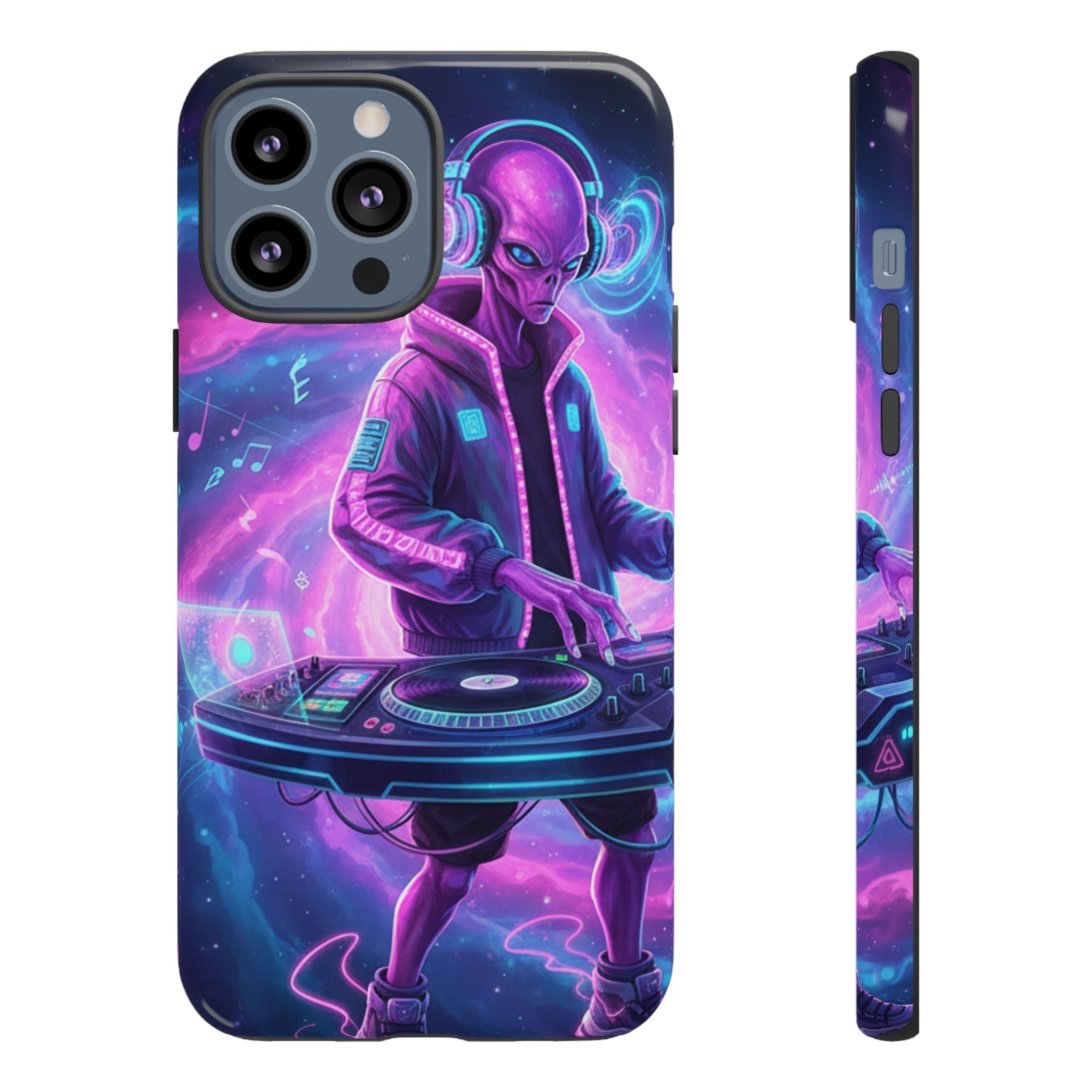 Alien DJ Phone Case — Neon Space Electronic Music Protective Cover Printify