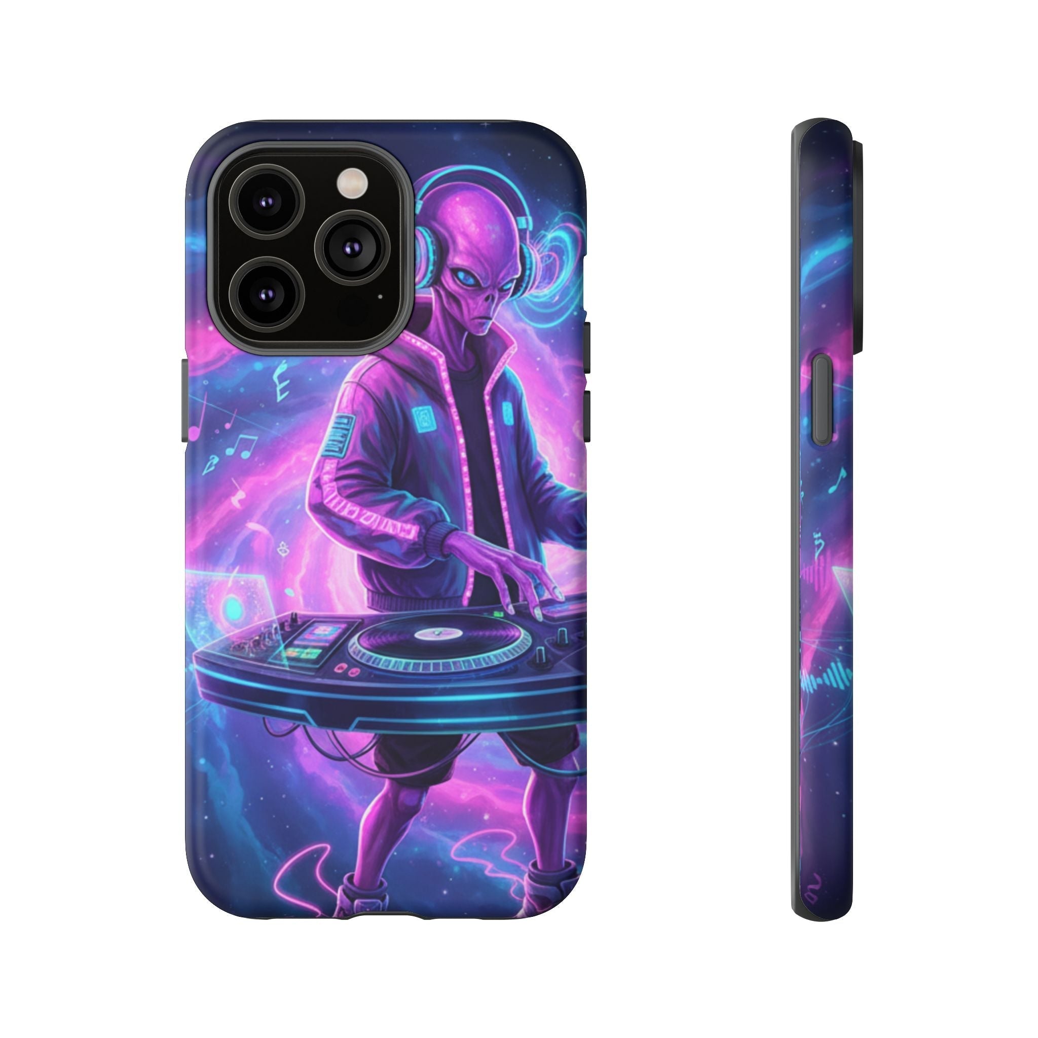 Alien DJ Phone Case — Neon Space Electronic Music Protective Cover Printify