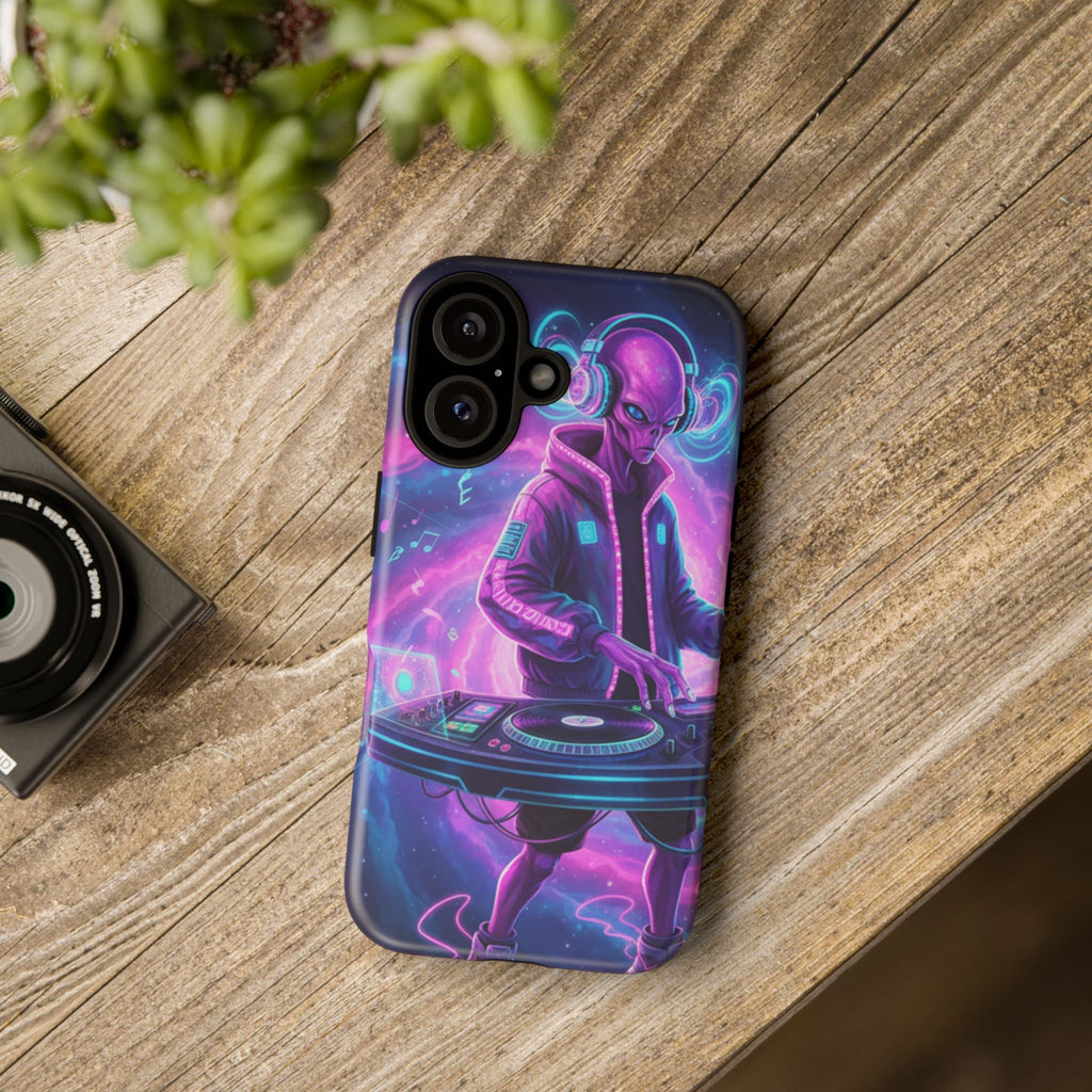 Alien DJ Phone Case — Neon Space Electronic Music Protective Cover Printify
