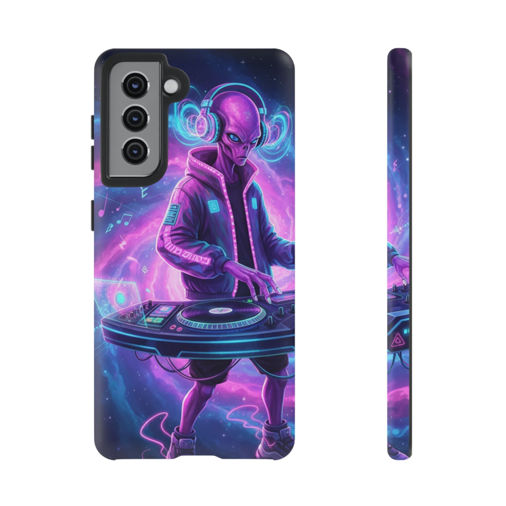Alien DJ Phone Case — Neon Space Electronic Music Protective Cover Printify