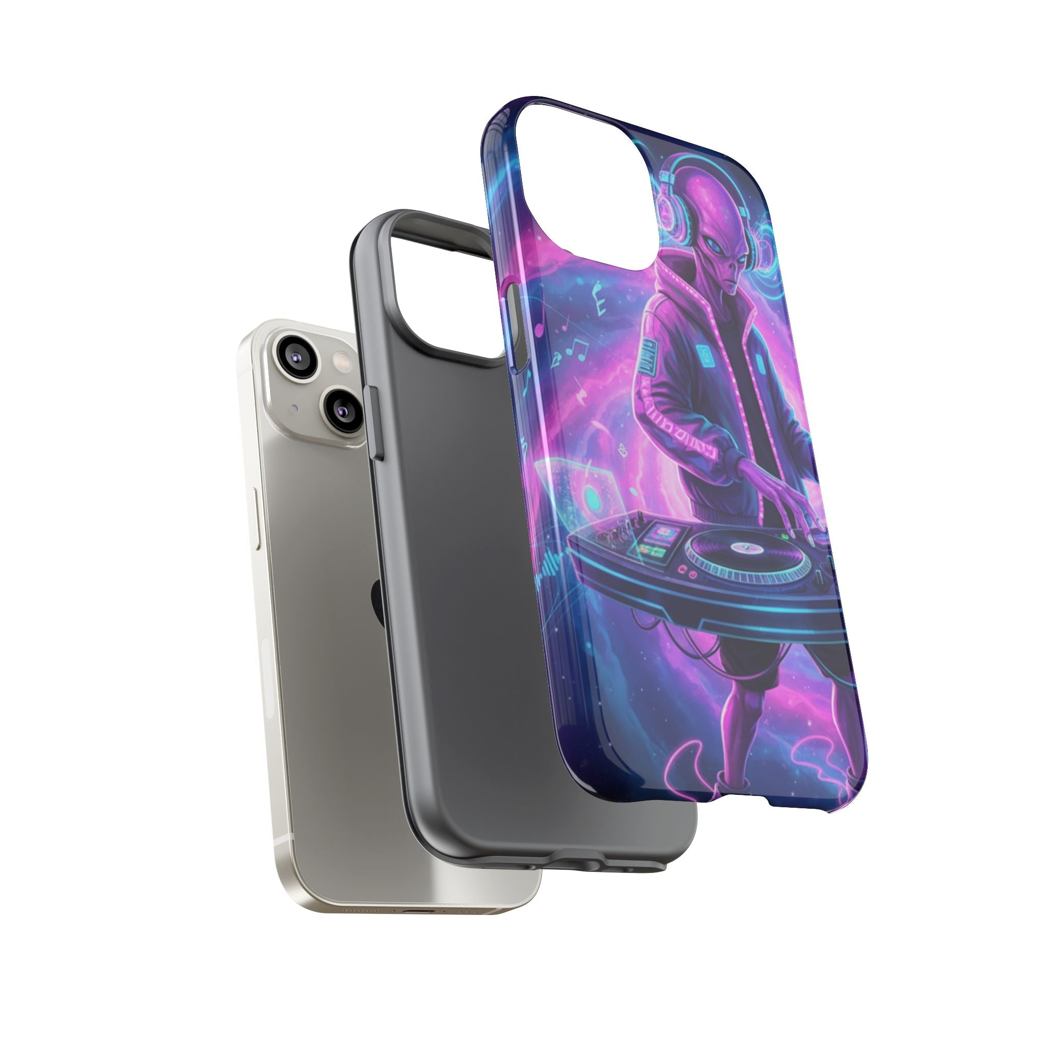 Alien DJ Phone Case — Neon Space Electronic Music Protective Cover Printify