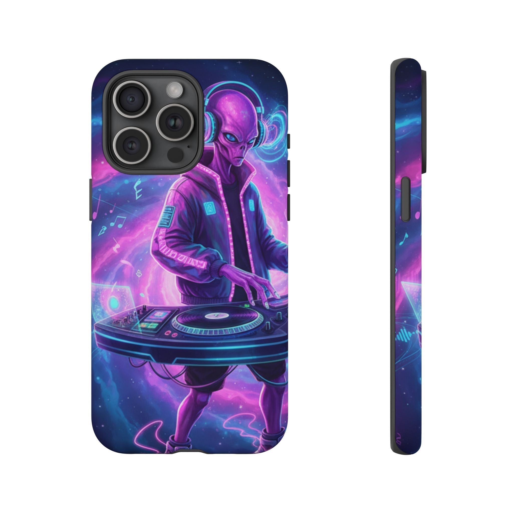 Alien DJ Phone Case — Neon Space Electronic Music Protective Cover Printify