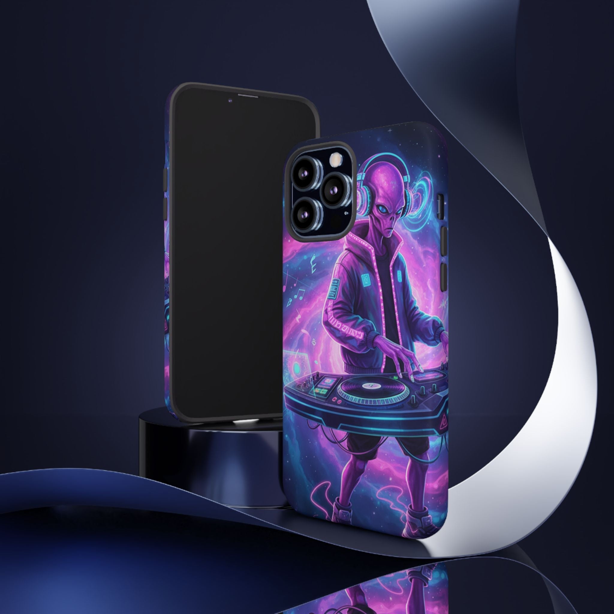 Alien DJ Phone Case — Neon Space Electronic Music Protective Cover Printify
