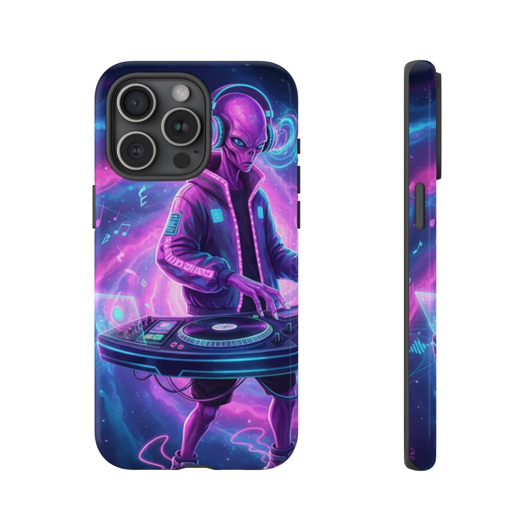 Alien DJ Phone Case — Neon Space Electronic Music Protective Cover Printify