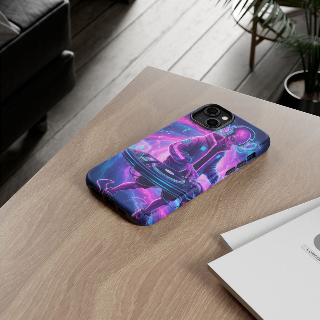 Alien DJ Phone Case — Neon Space Electronic Music Protective Cover Printify