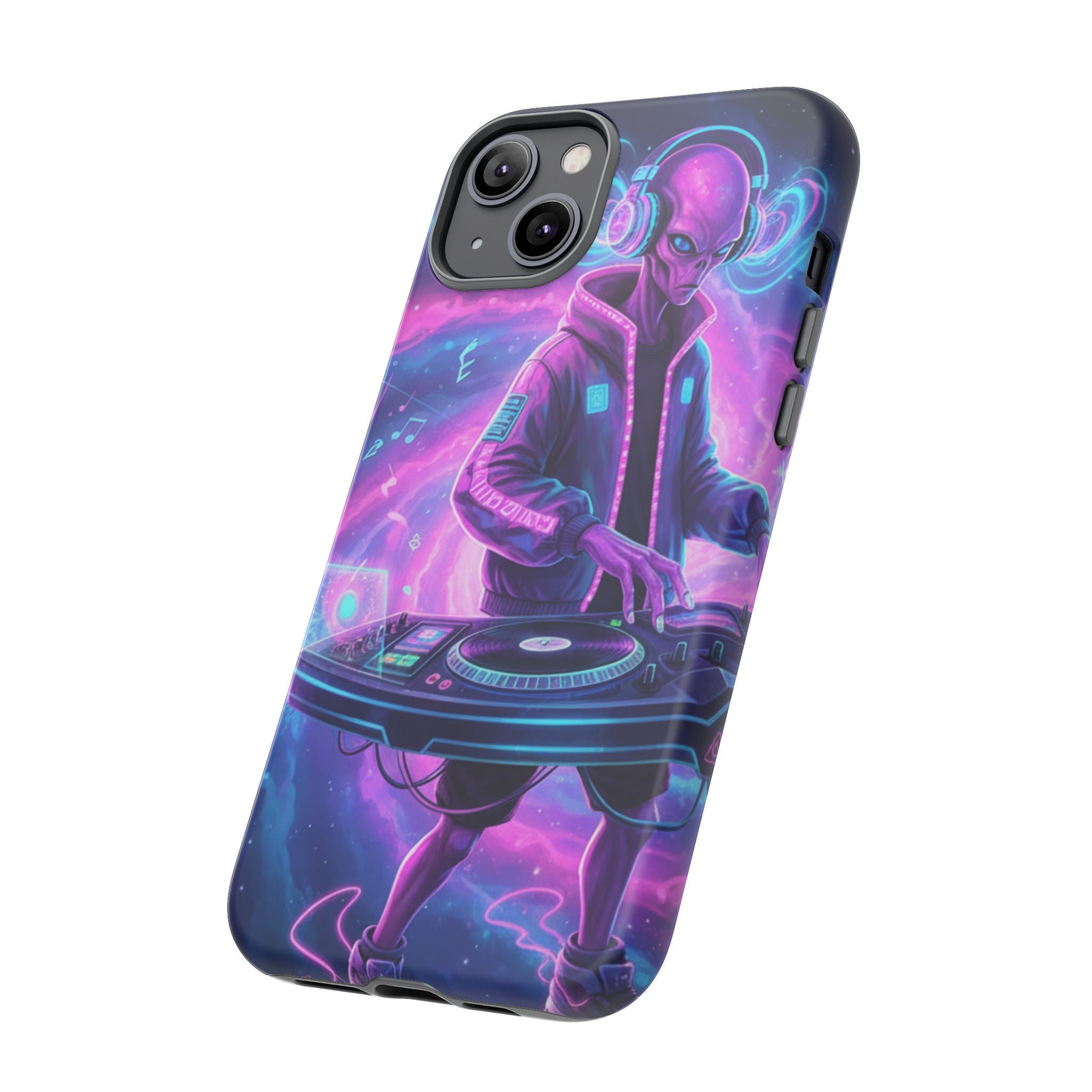 Alien DJ Phone Case — Neon Space Electronic Music Protective Cover Printify