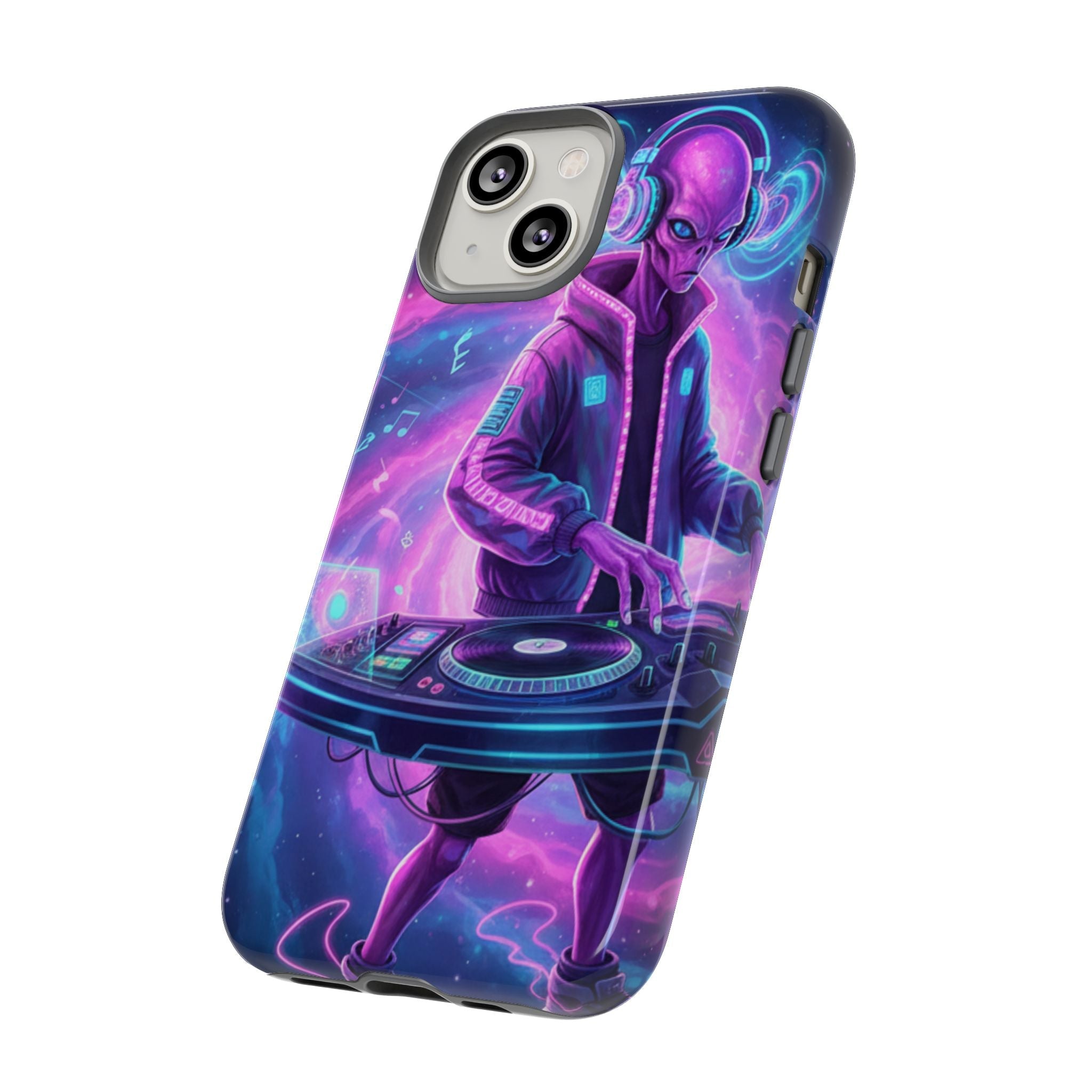 Alien DJ Phone Case — Neon Space Electronic Music Protective Cover Printify