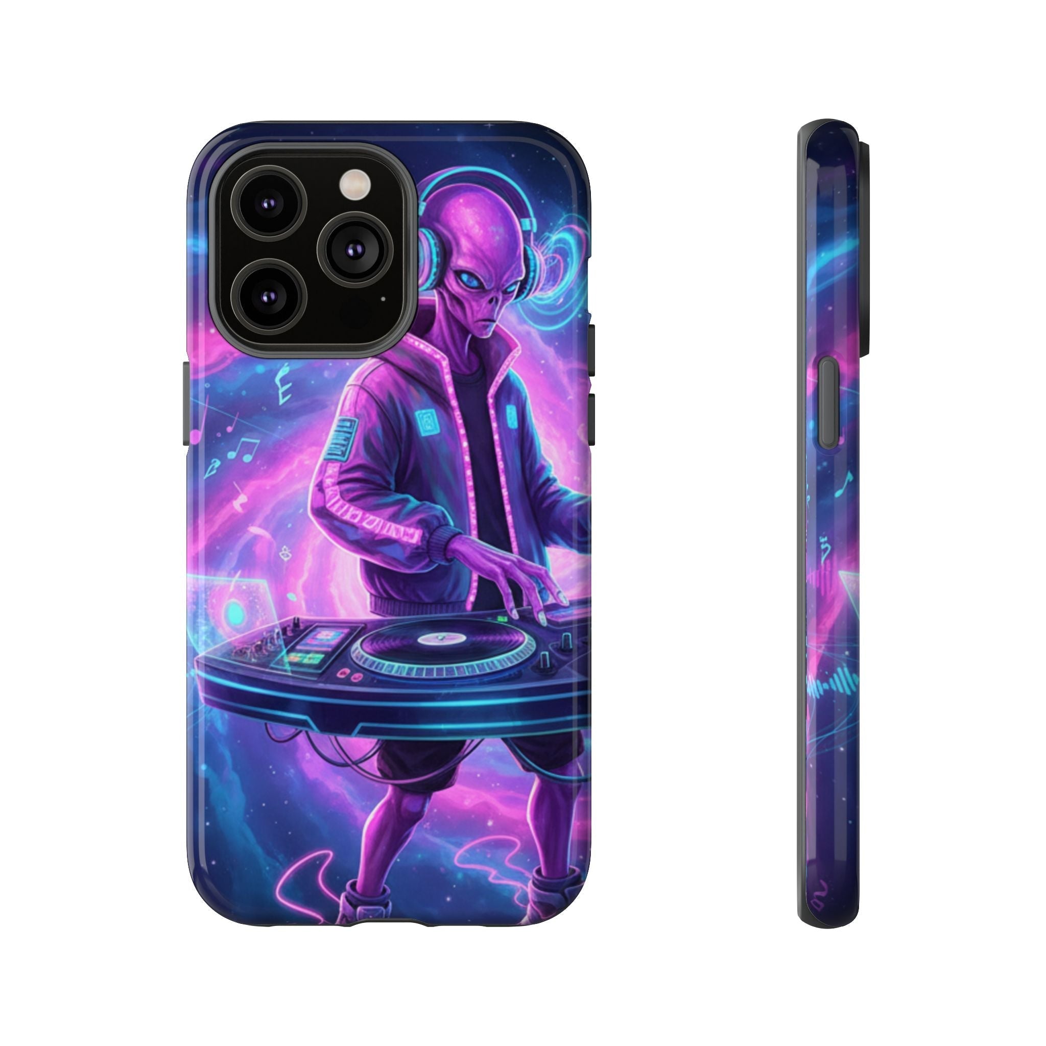 Alien DJ Phone Case — Neon Space Electronic Music Protective Cover Printify