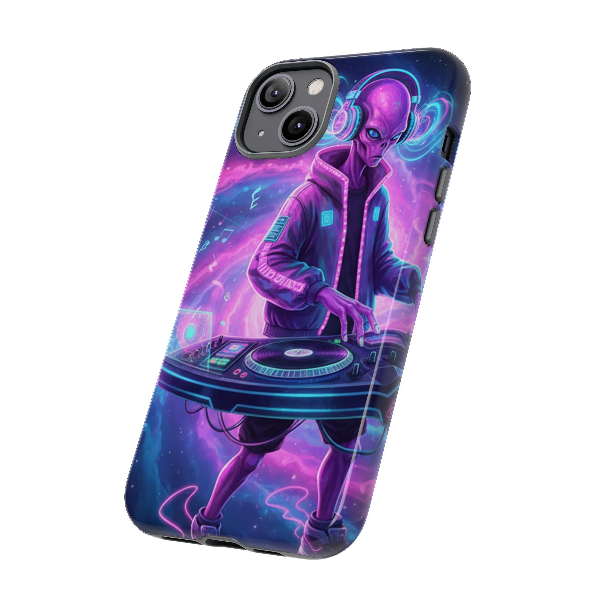 Alien DJ Phone Case — Neon Space Electronic Music Protective Cover Printify