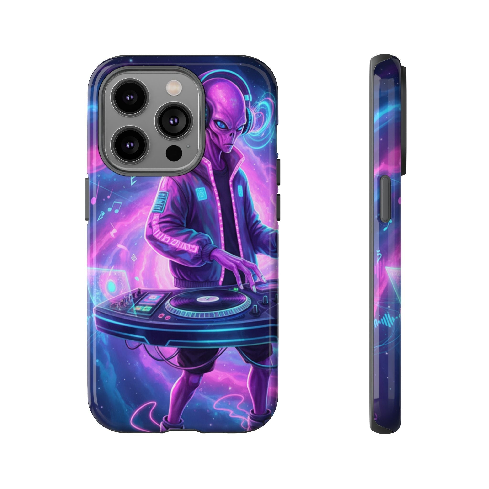 Alien DJ Phone Case — Neon Space Electronic Music Protective Cover Printify