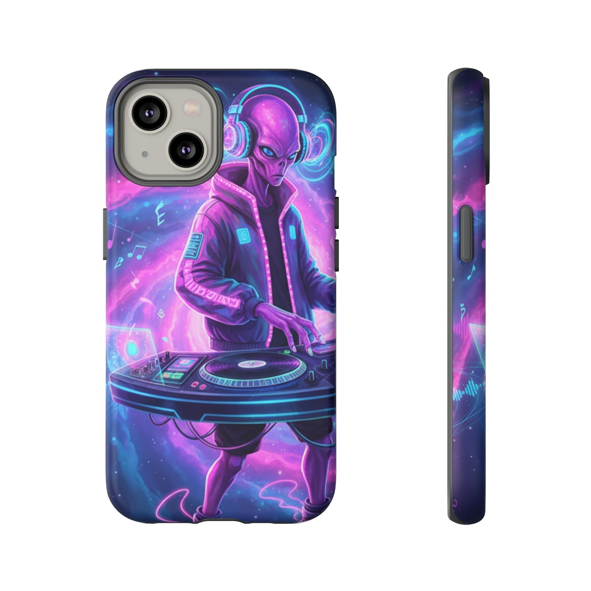 Alien DJ Phone Case — Neon Space Electronic Music Protective Cover Printify