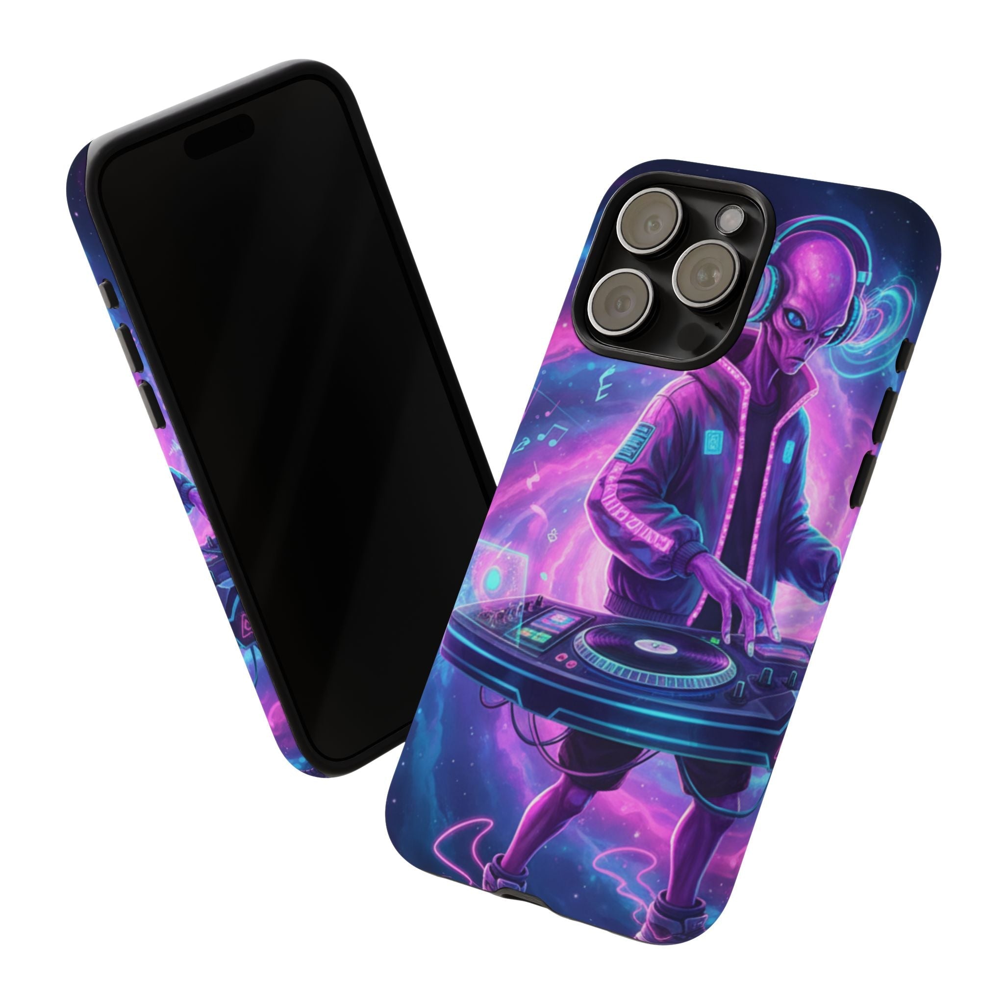 Alien DJ Phone Case — Neon Space Electronic Music Protective Cover Printify