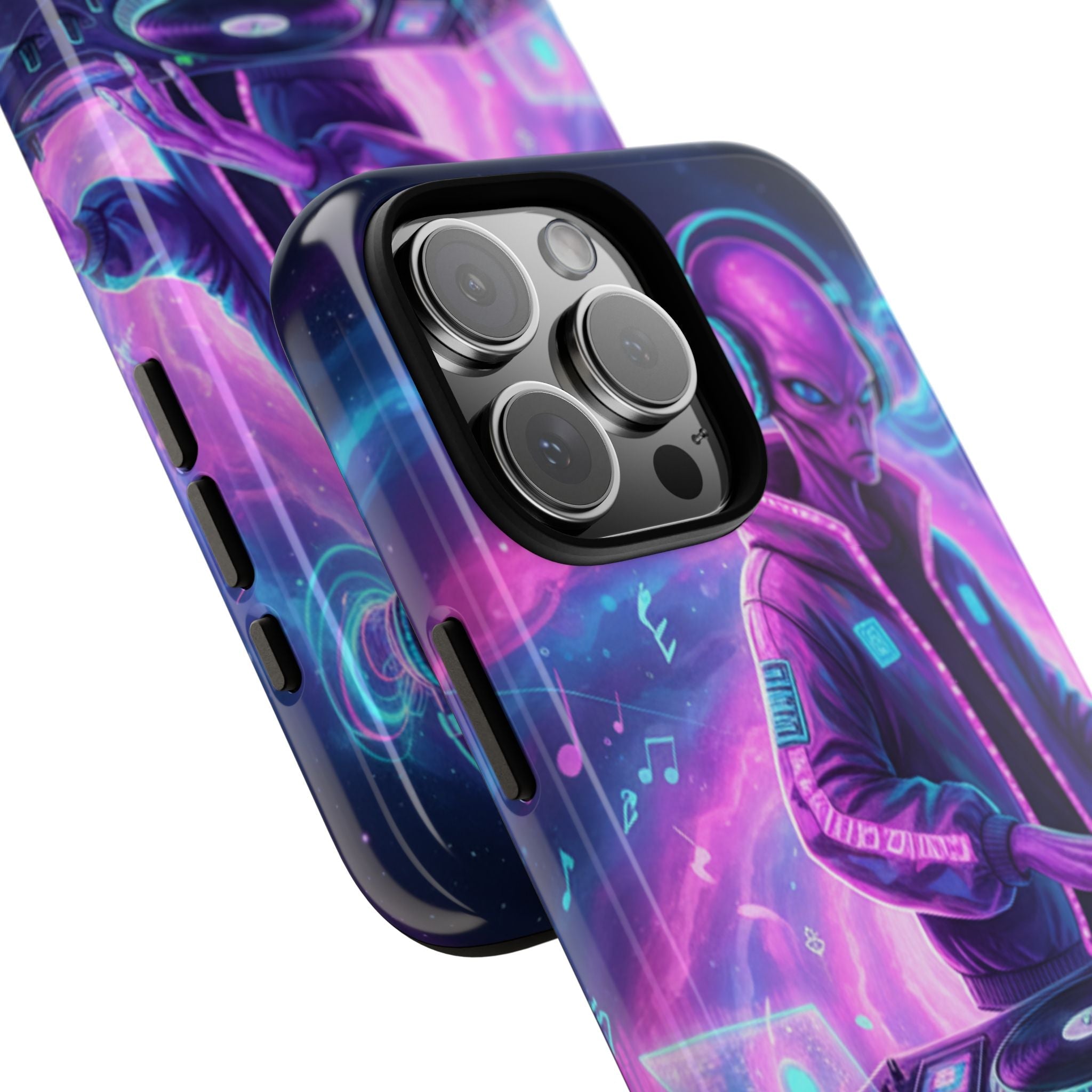 Alien DJ Phone Case — Neon Space Electronic Music Protective Cover Printify
