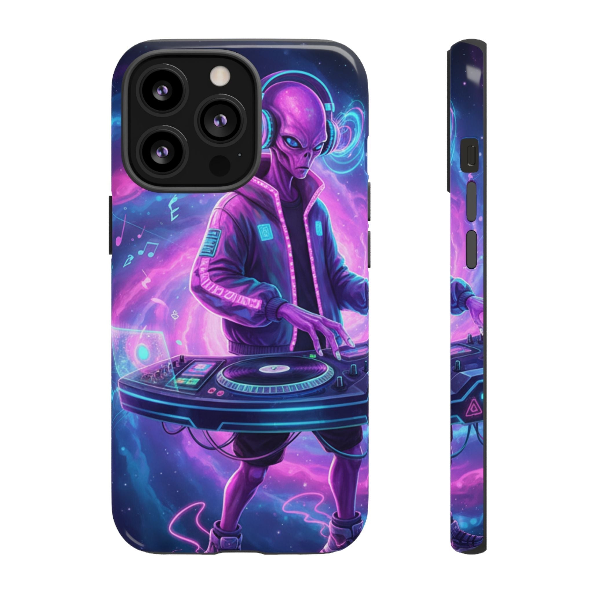 Alien DJ Phone Case — Neon Space Electronic Music Protective Cover Printify