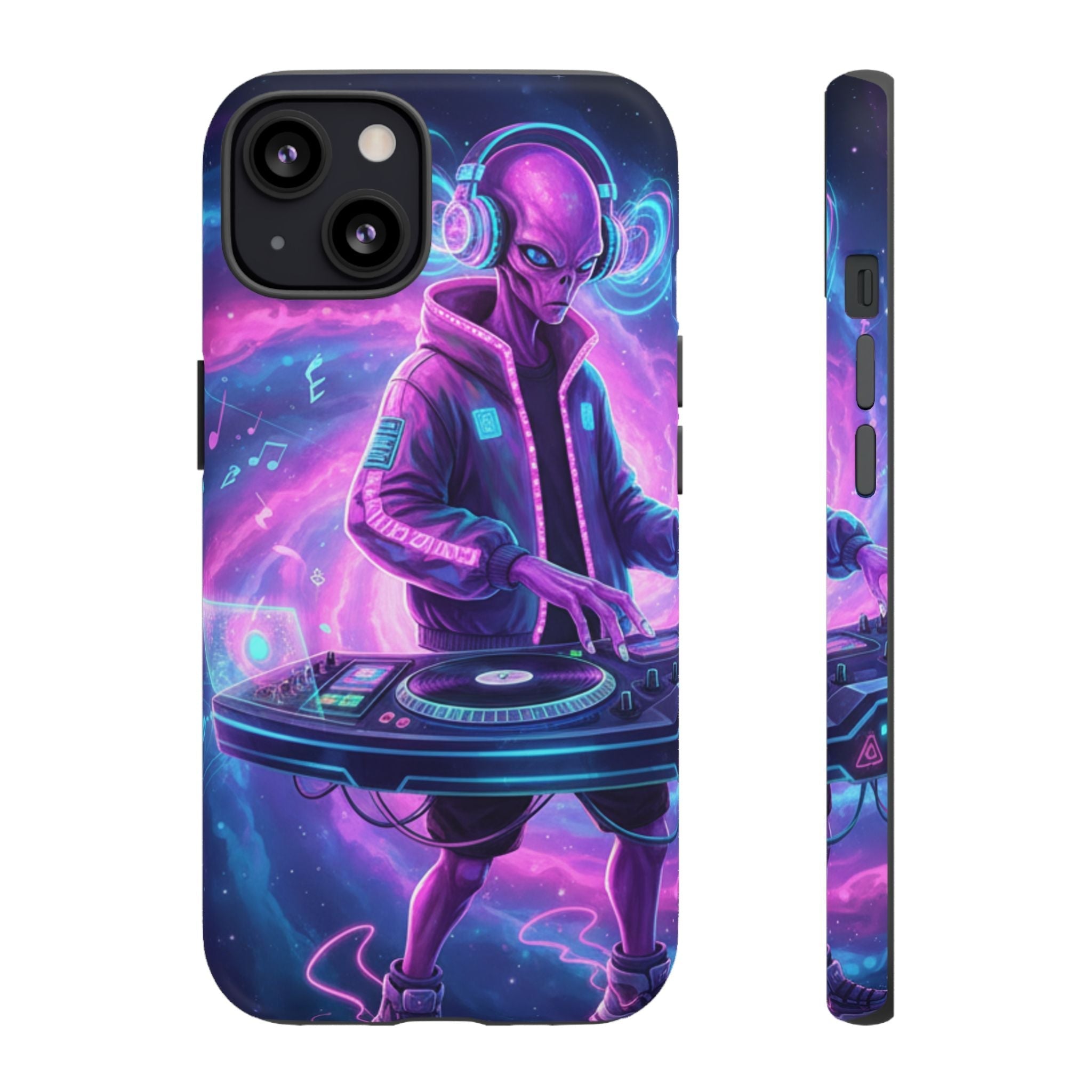 Alien DJ Phone Case — Neon Space Electronic Music Protective Cover Printify