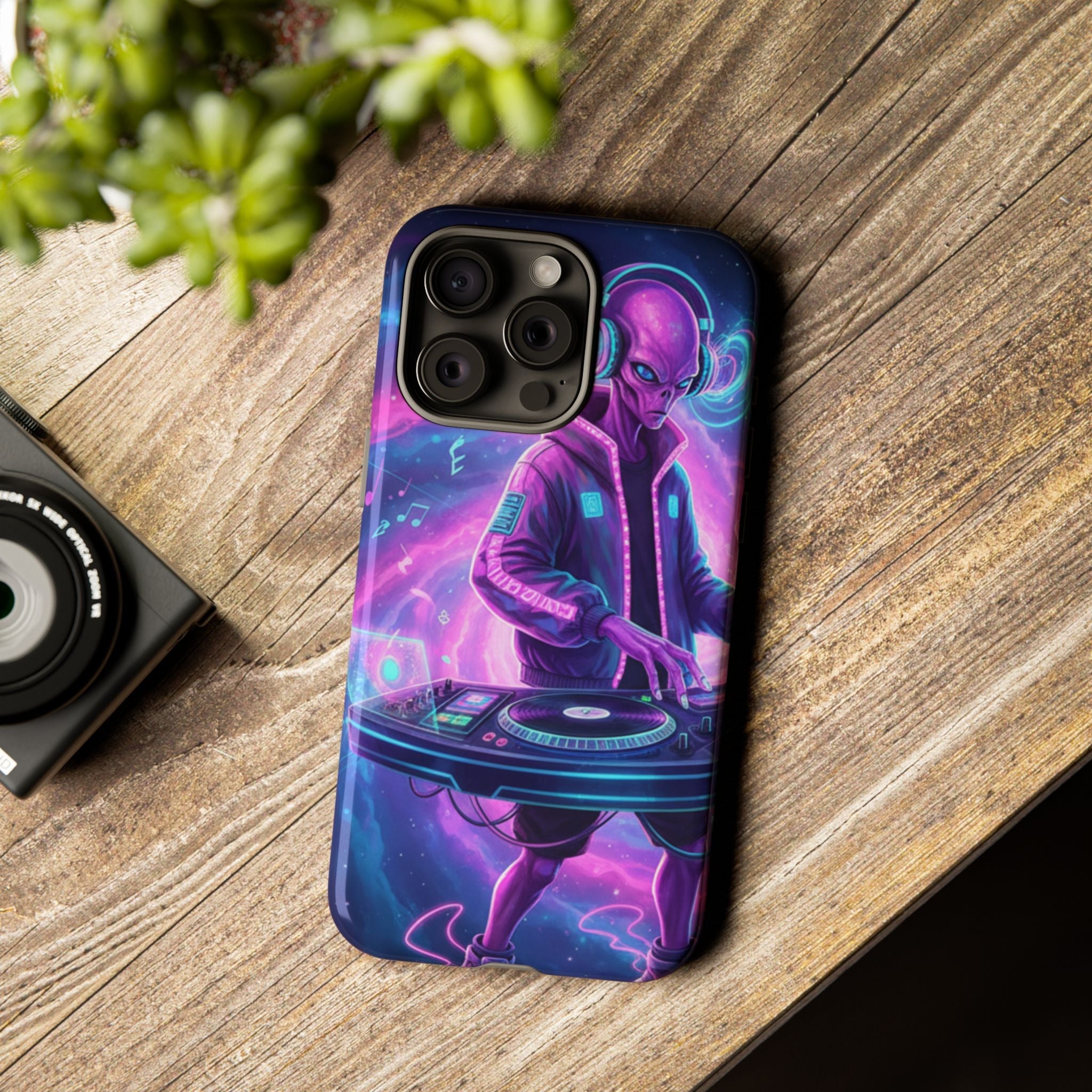 Alien DJ Phone Case — Neon Space Electronic Music Protective Cover Printify