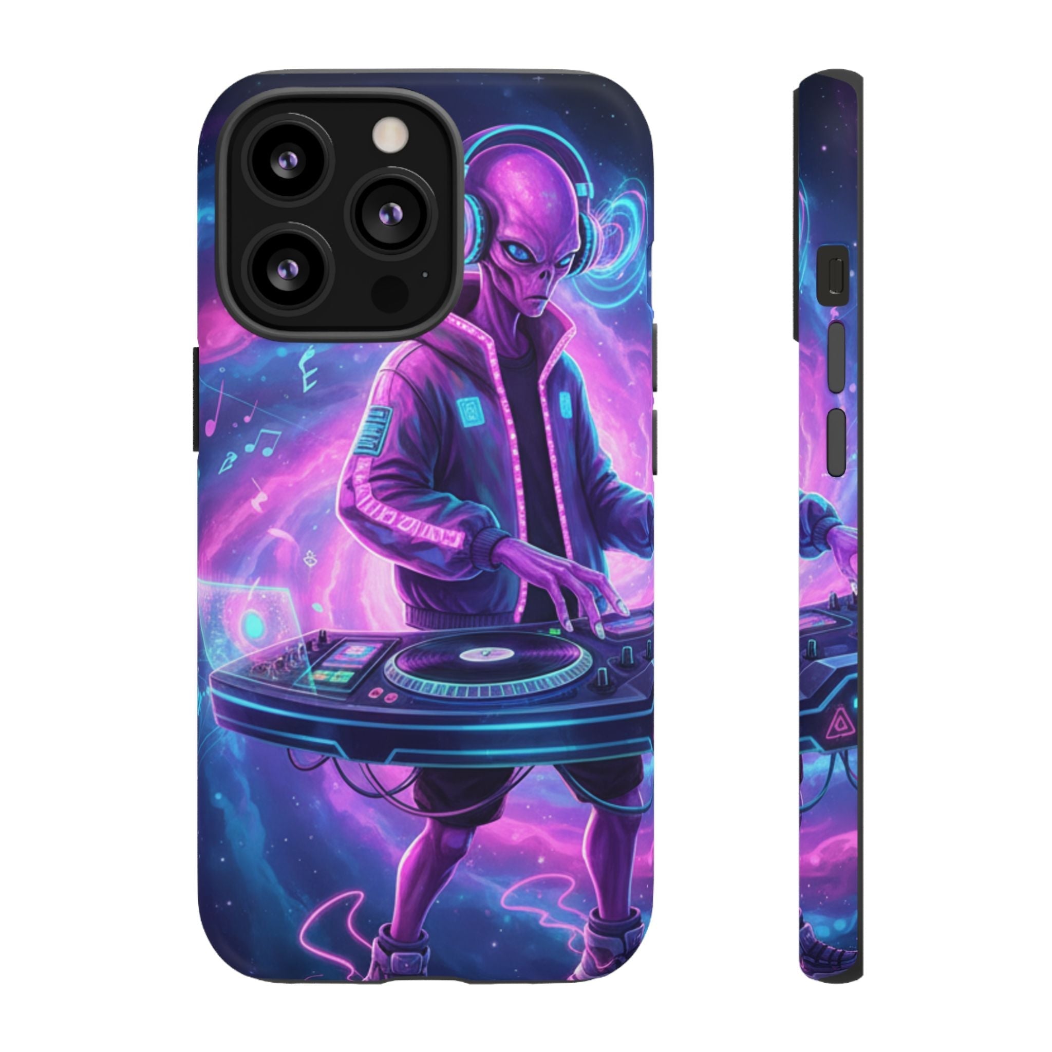 Alien DJ Phone Case — Neon Space Electronic Music Protective Cover Printify