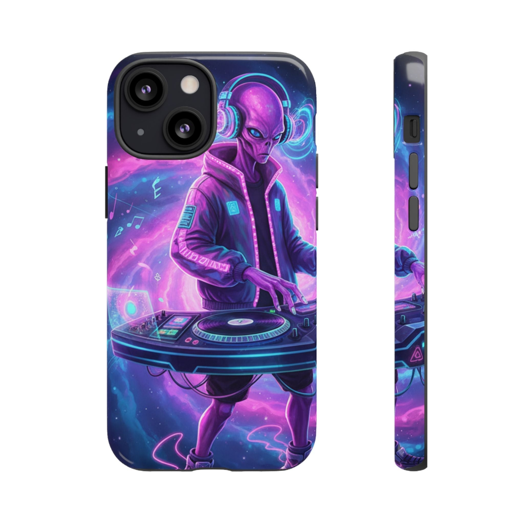 Alien DJ Phone Case — Neon Space Electronic Music Protective Cover Printify