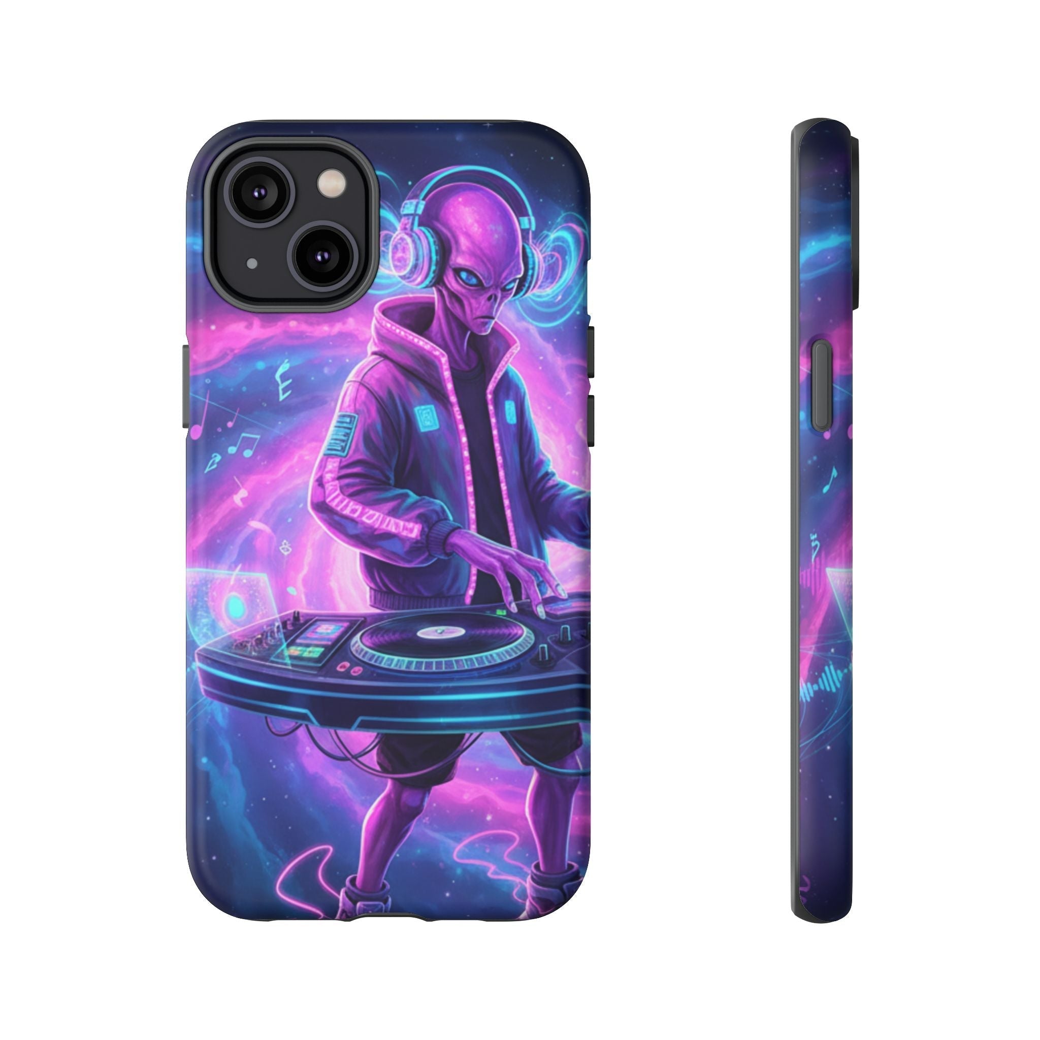 Alien DJ Phone Case — Neon Space Electronic Music Protective Cover Printify
