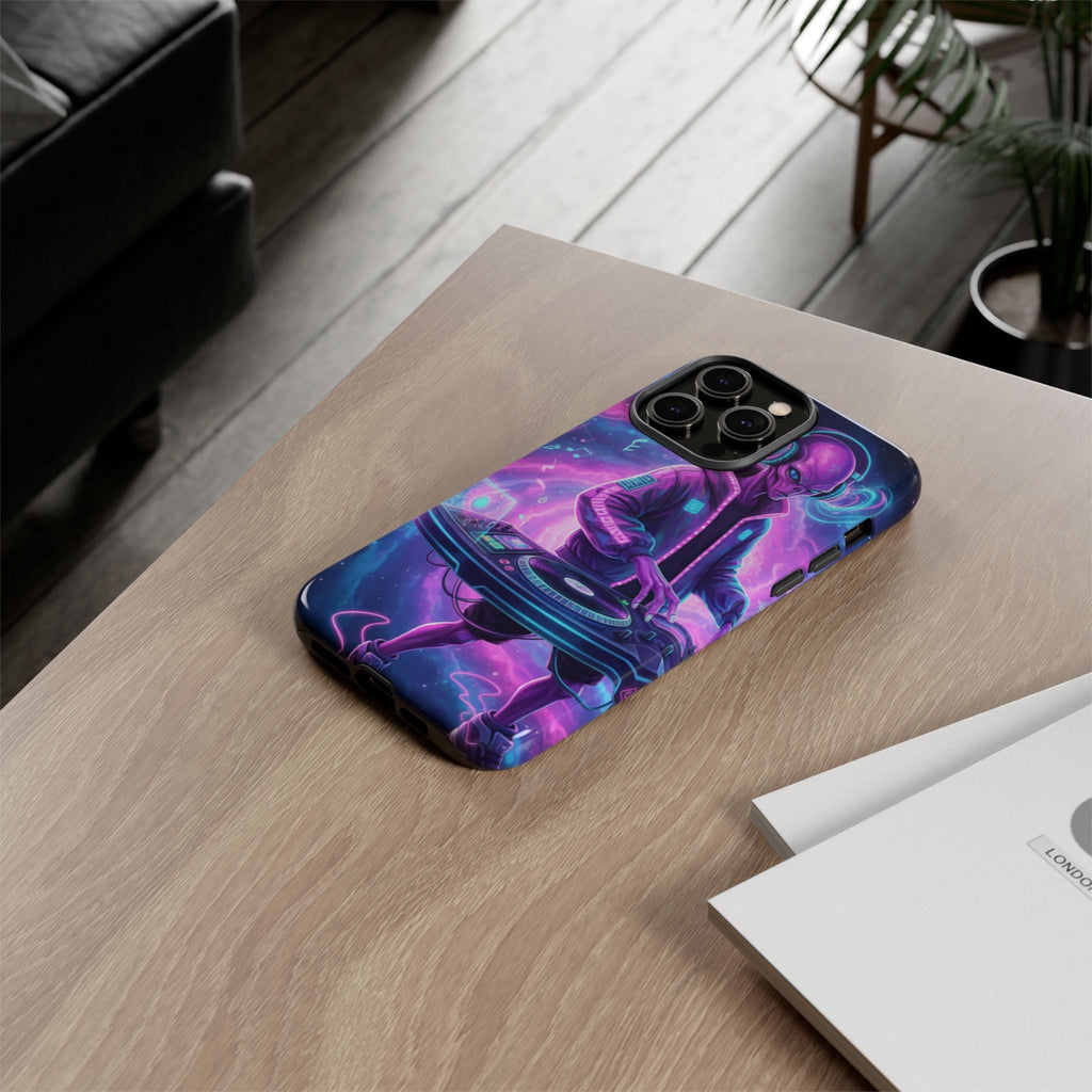 Alien DJ Phone Case — Neon Space Electronic Music Protective Cover Printify