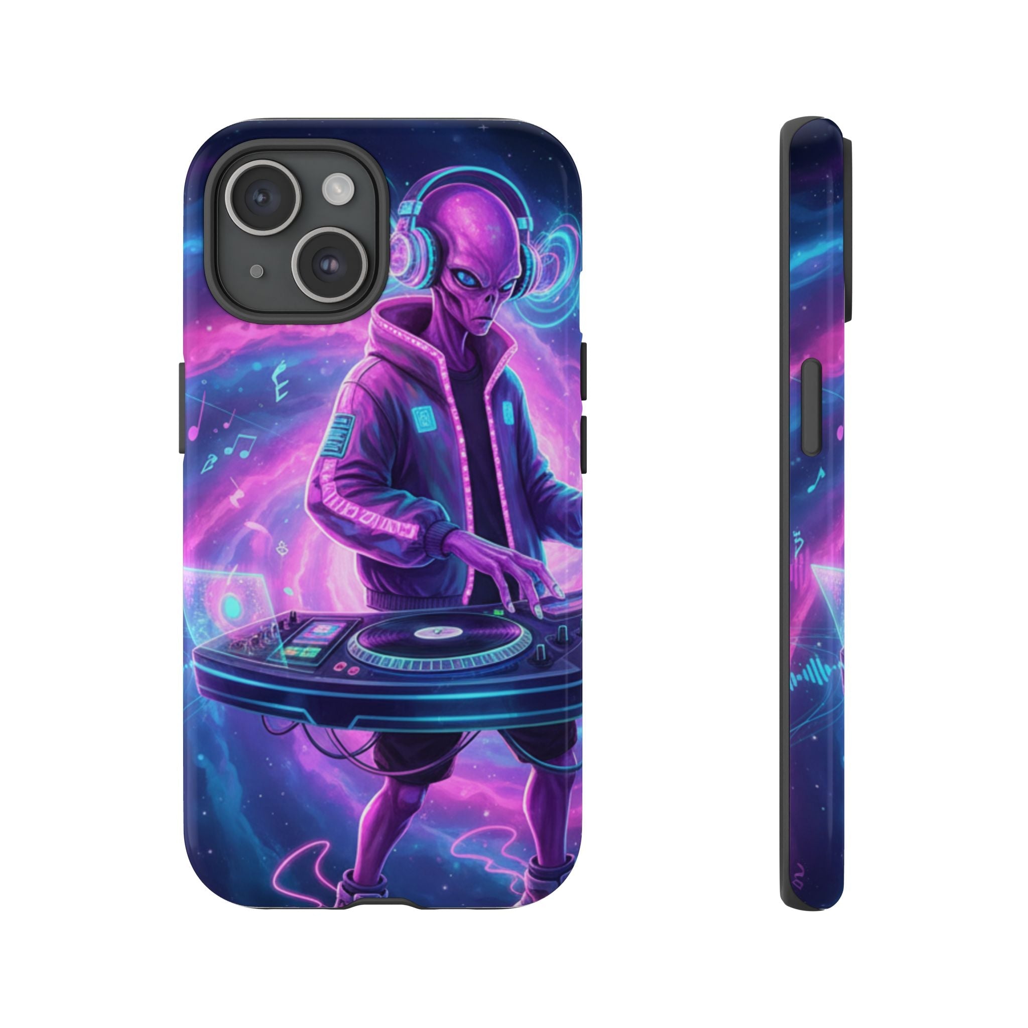 Alien DJ Phone Case — Neon Space Electronic Music Protective Cover Printify