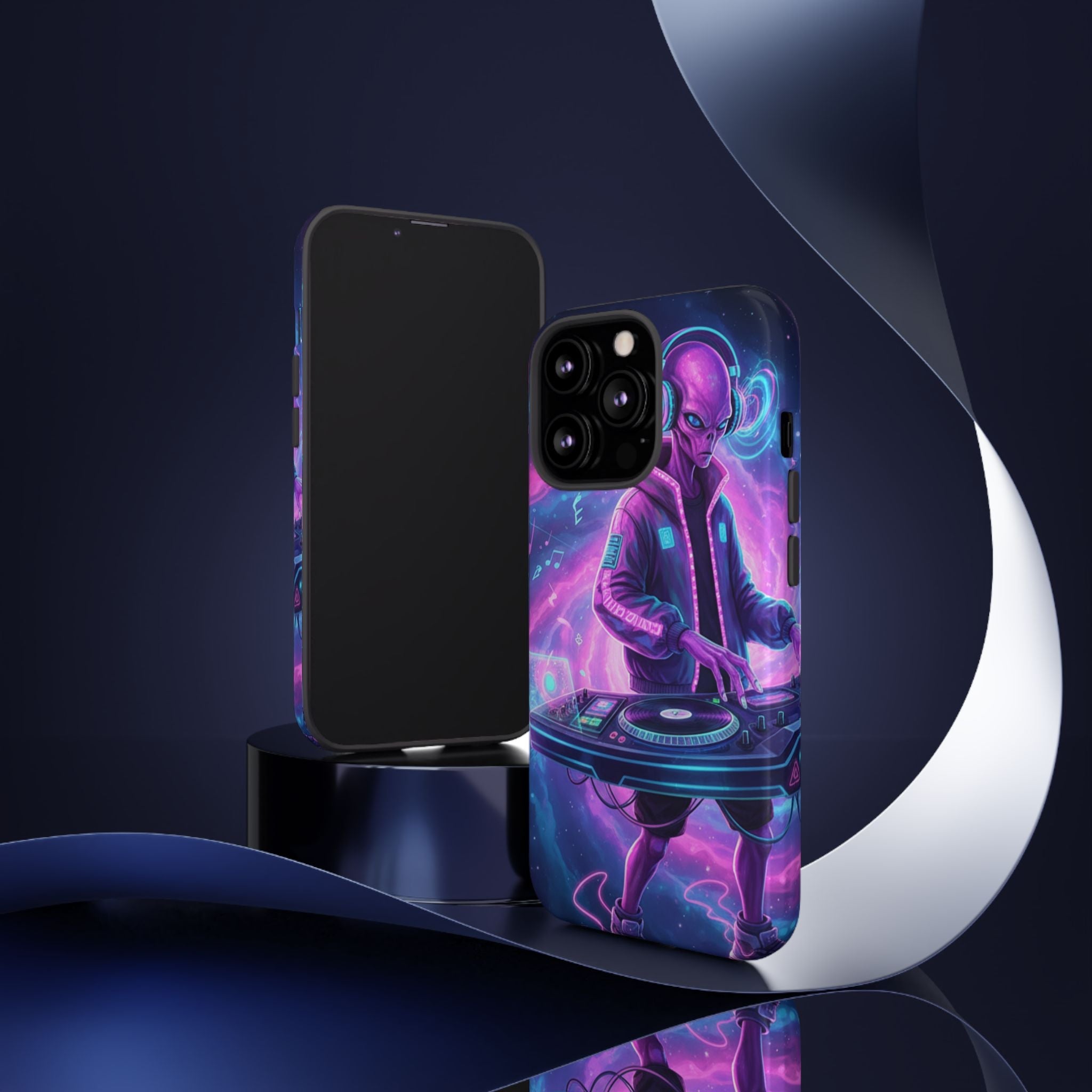 Alien DJ Phone Case — Neon Space Electronic Music Protective Cover Printify