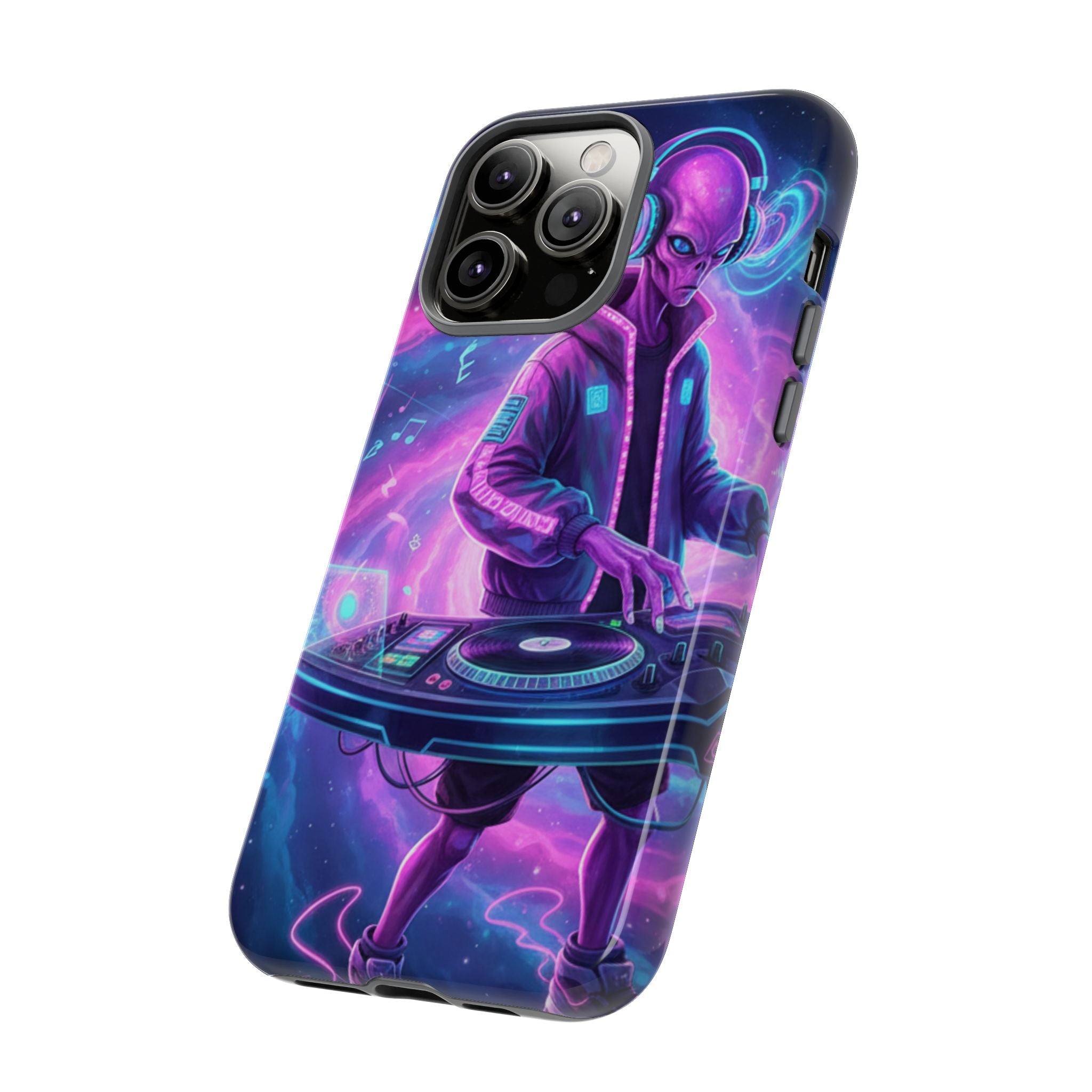 Alien DJ Phone Case — Neon Space Electronic Music Protective Cover Printify