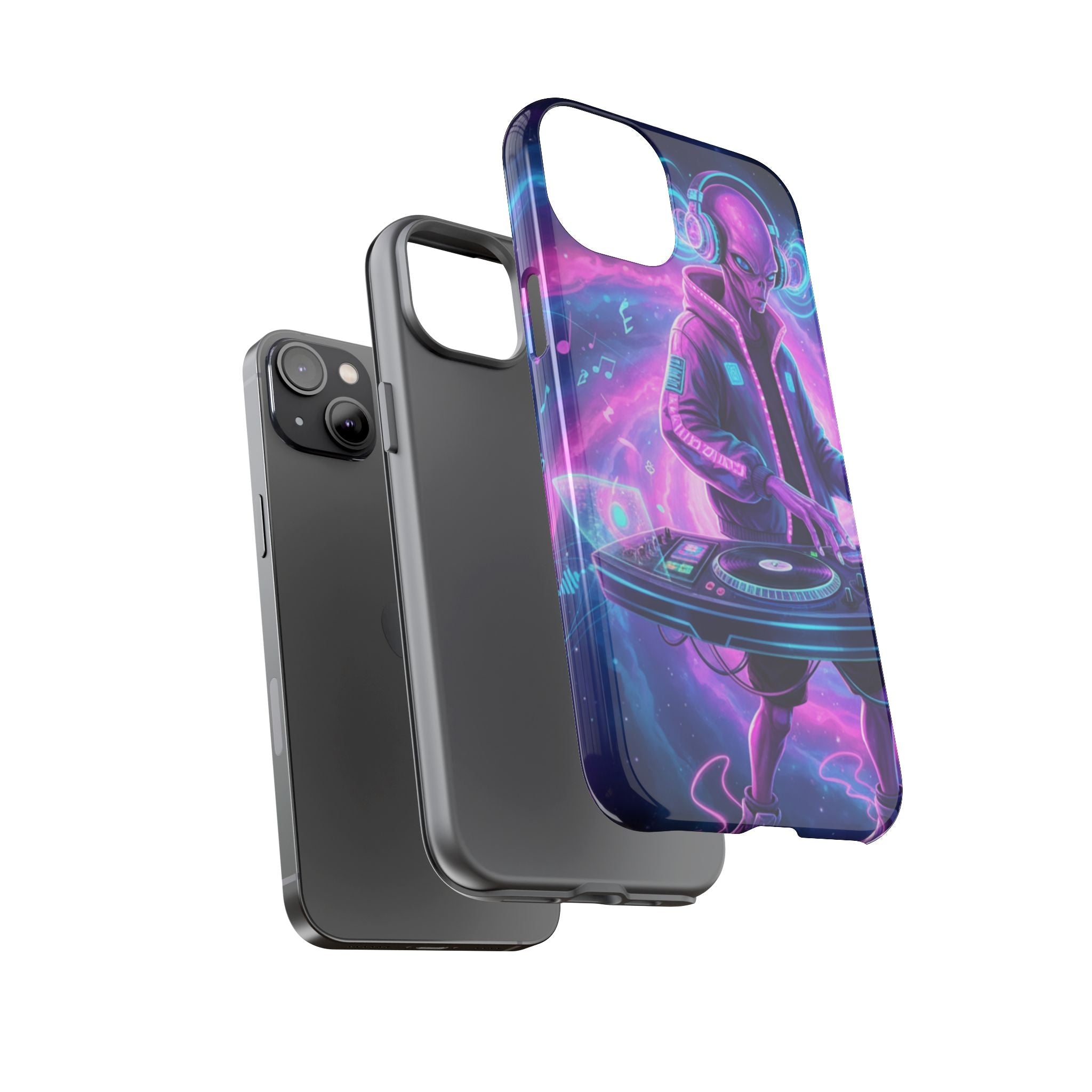 Alien DJ Phone Case — Neon Space Electronic Music Protective Cover Printify
